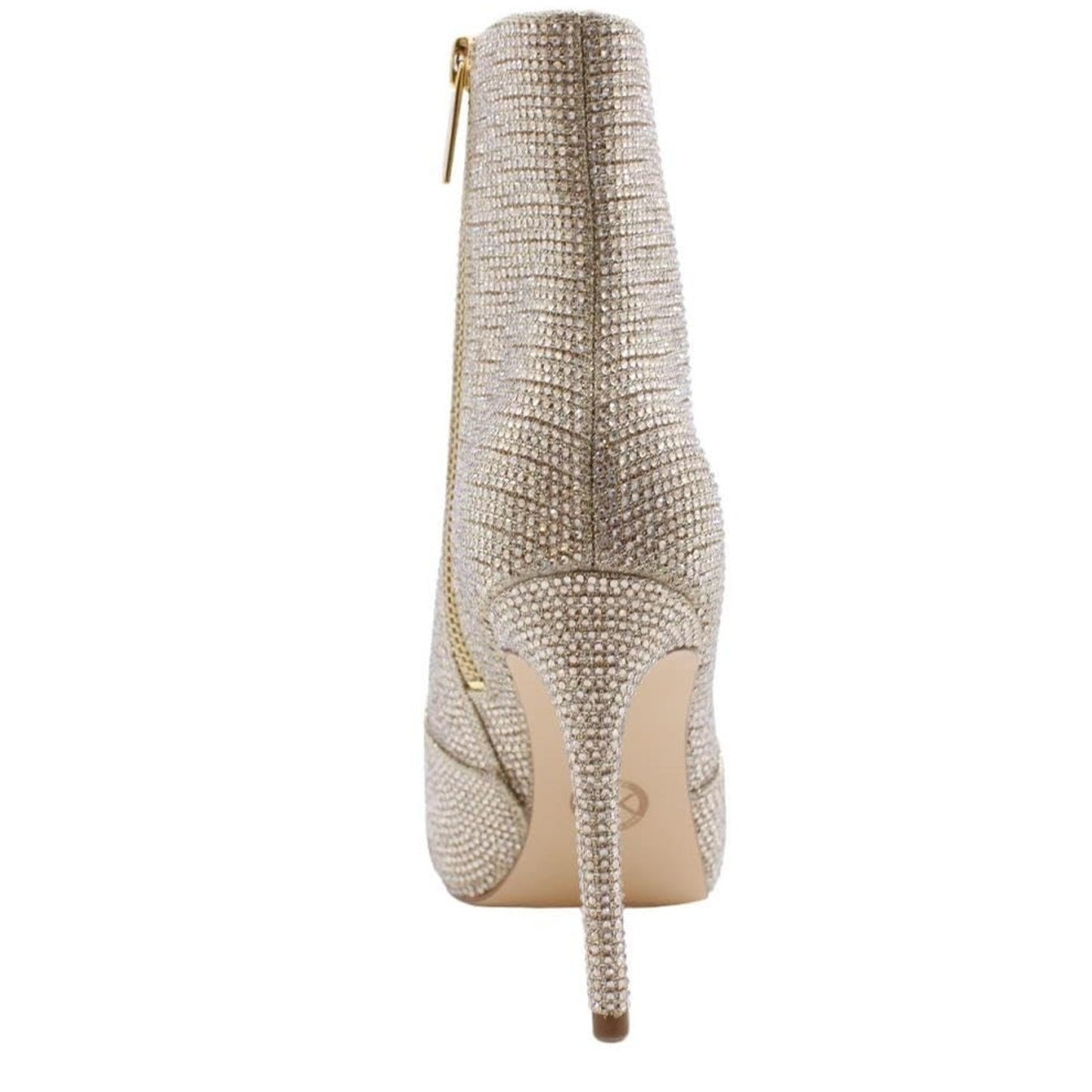 New Michael kors Pale Gold Rue Rhinestone Embellished Side Zip boot size 8.5 M