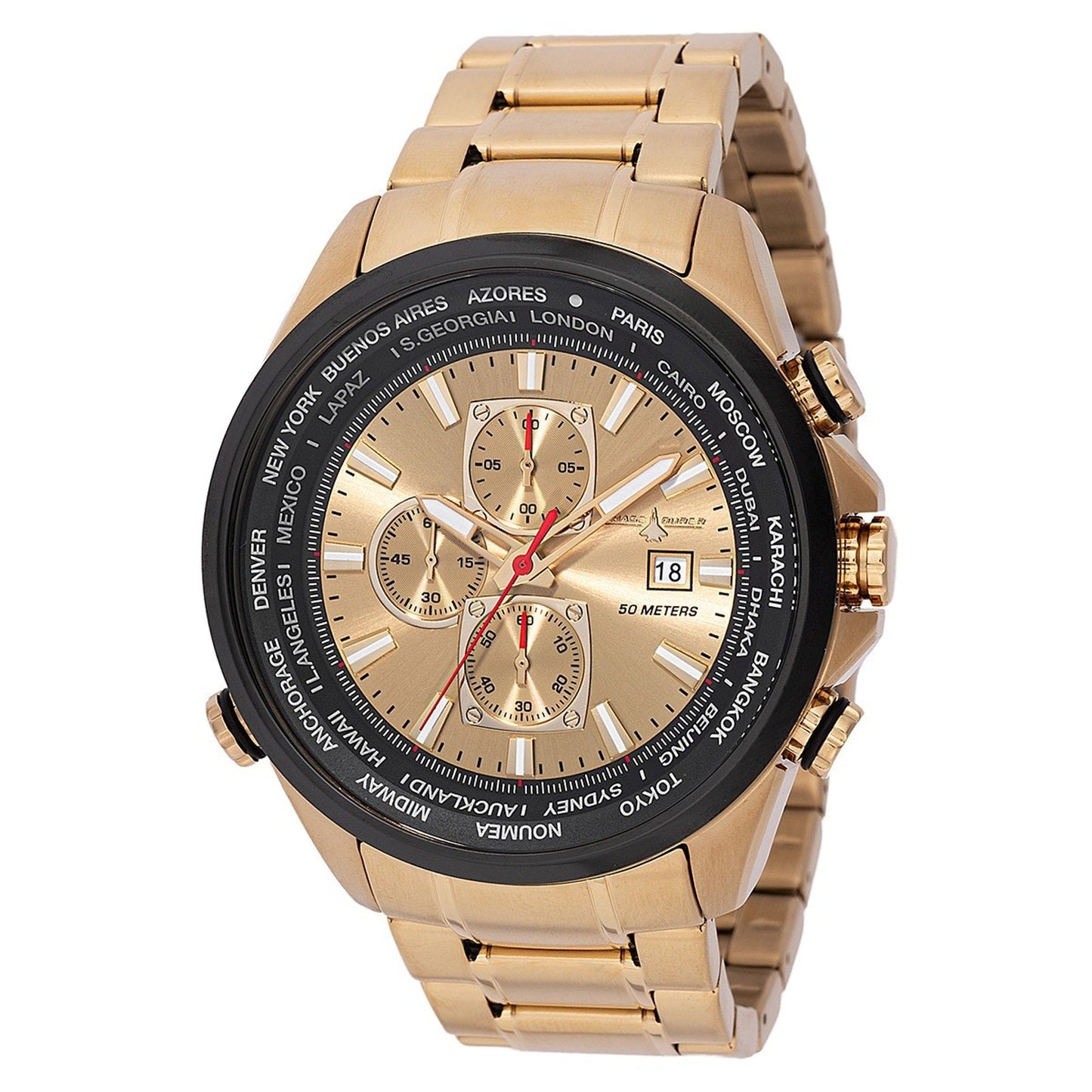 Chase Durer Men's 50mm Pilots Watch Chronograph Gold CHASE-DURER