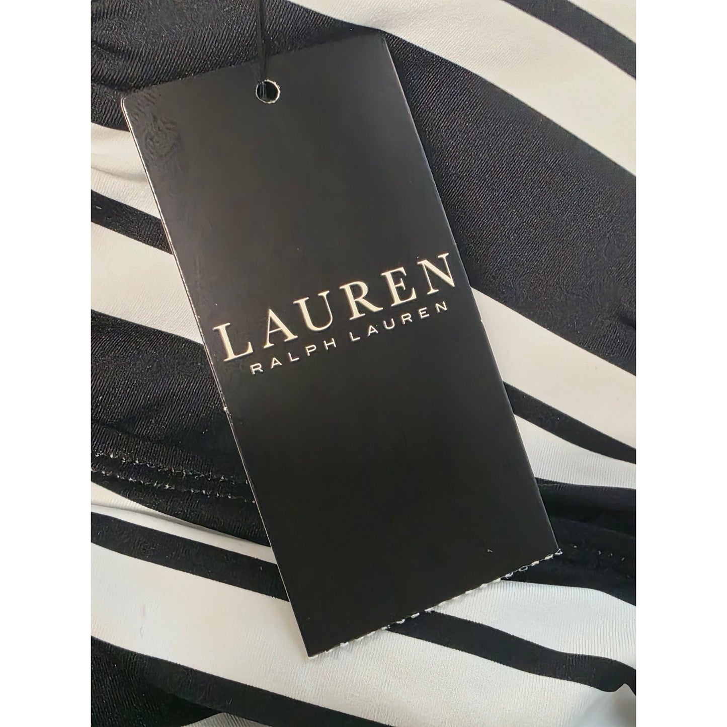 Lauren Ralph Lauren Resort Stripe Bandini Top Black White Size 6