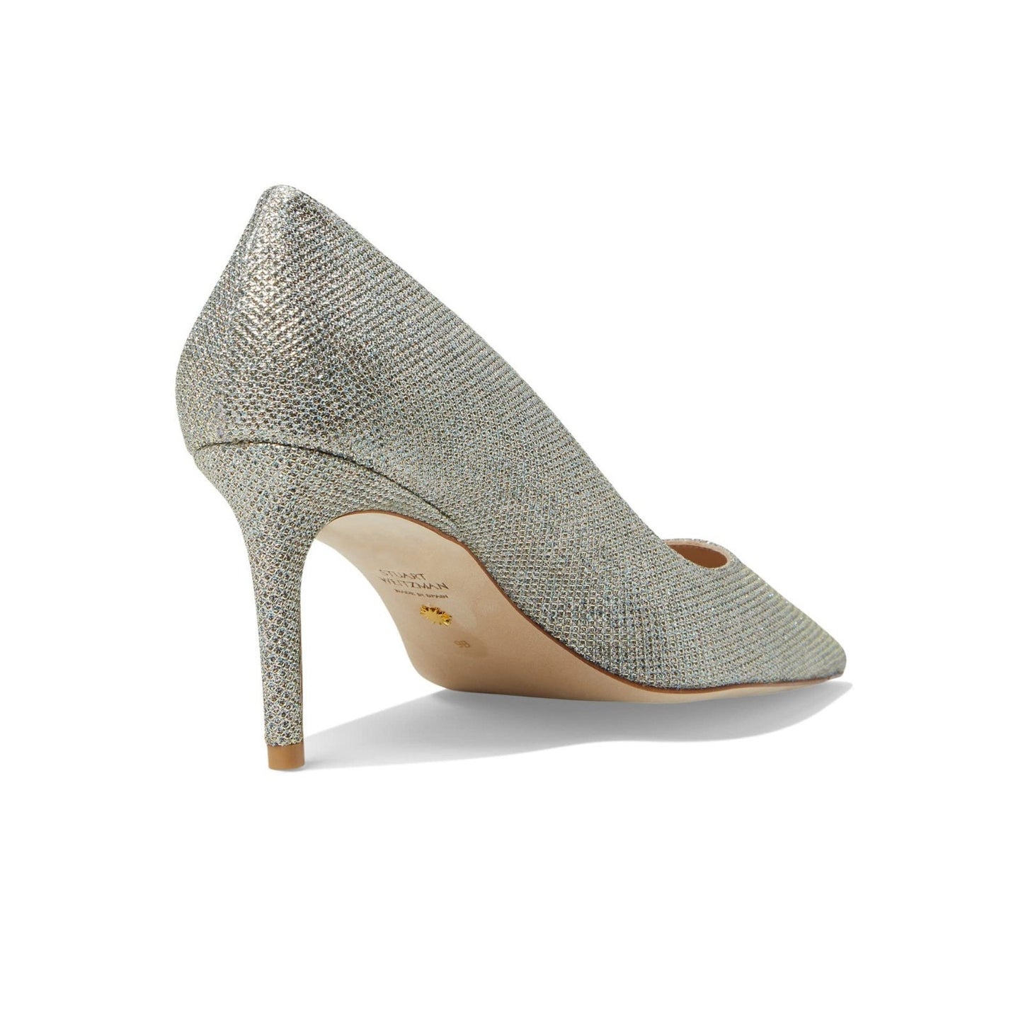 Stuart Weitzman Stuart 75 Crystal Mesh Pointed Toe Pumps Silver Women's Size 9 B