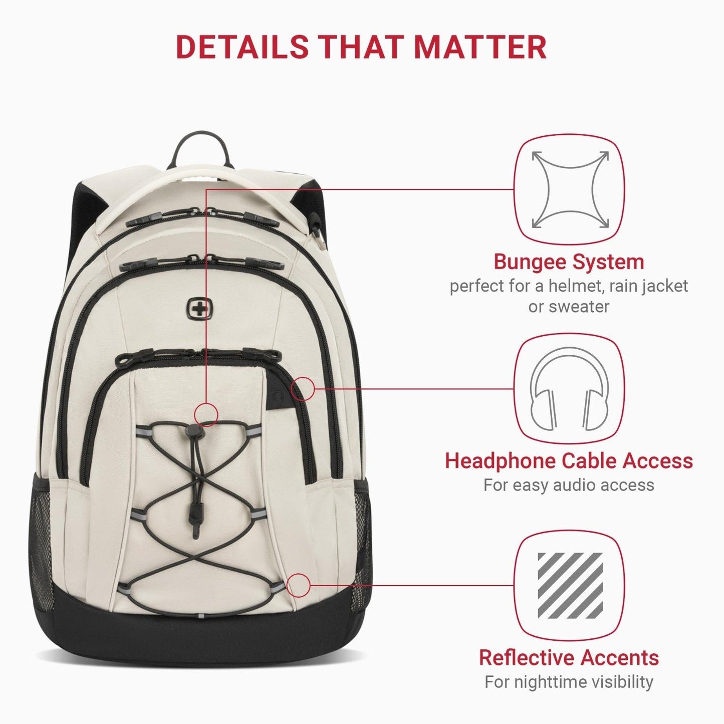 SwissGear 1186 Bungee Core Laptop Backpack 17 inch Cream/Black Special Edition SWISSGEAR
