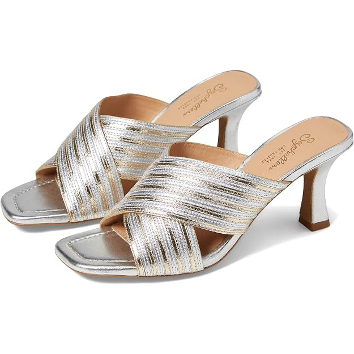 seychelles fleet Women's sandal heel metallic platinum Size 10 M