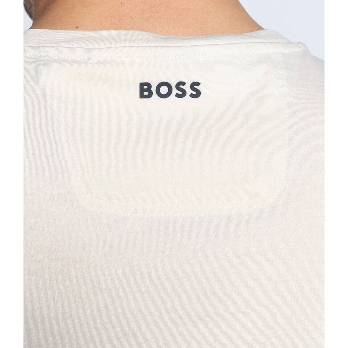 BOSS Men's Scribble Logo Jersey Cotton T-Shirt, Oat Milk, Medium