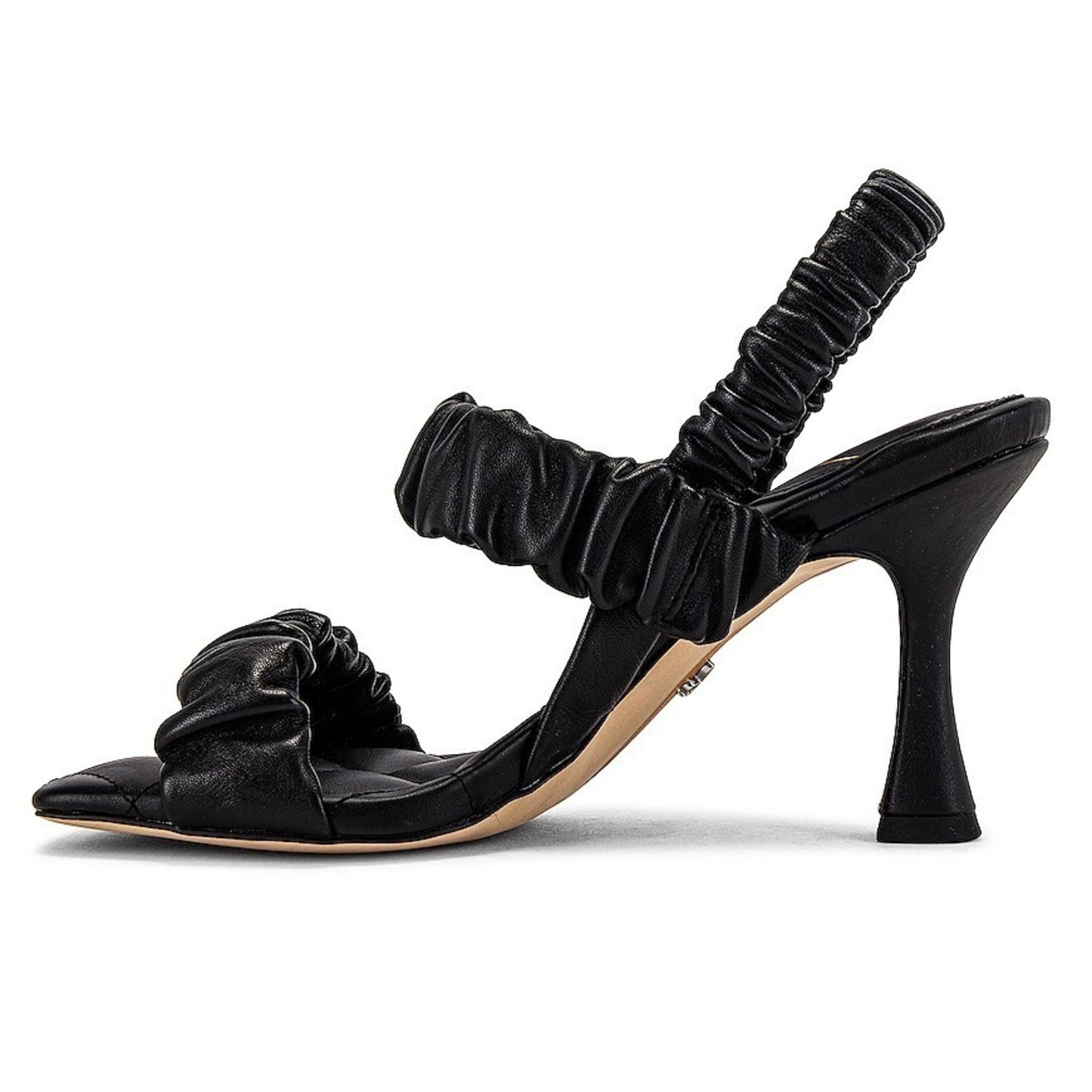 NEW Sam Edelman Marlena Black Ruched Leather Slingback Sandals Size 5 B