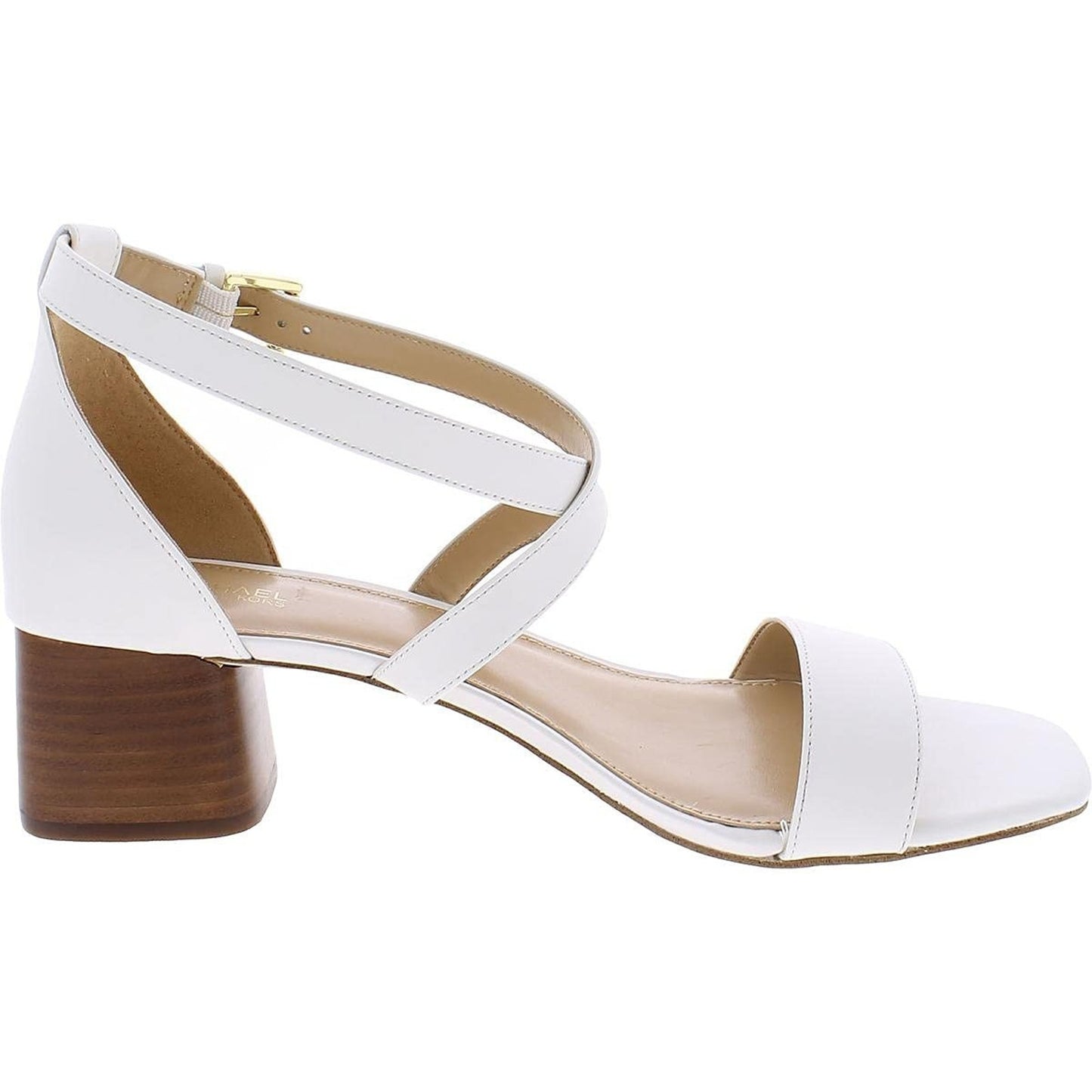 Michael Kors Diane Women's Shoes Size 7.5 M Mid Block Heel Sandals Optic White