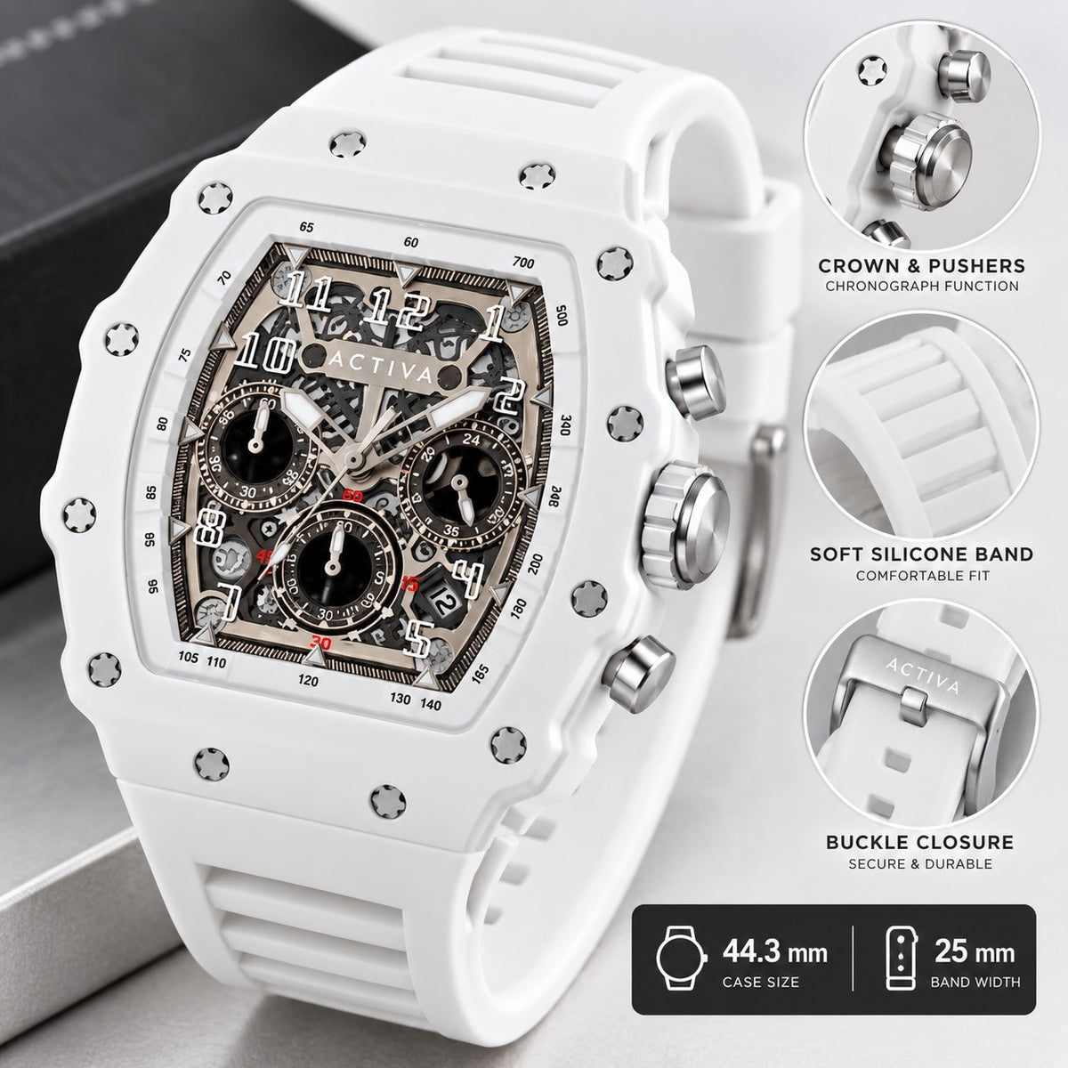 Activa Circuit X Invicta 44.3mm w/ Skeleton Dial PC Case Material White Watch