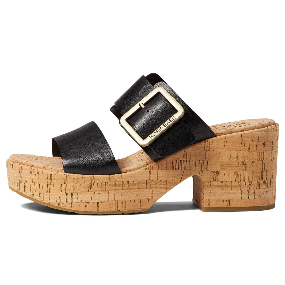 Kork Ease Taige Women Wedge Sandal Slip On Casual Black Leather Size 7 M
