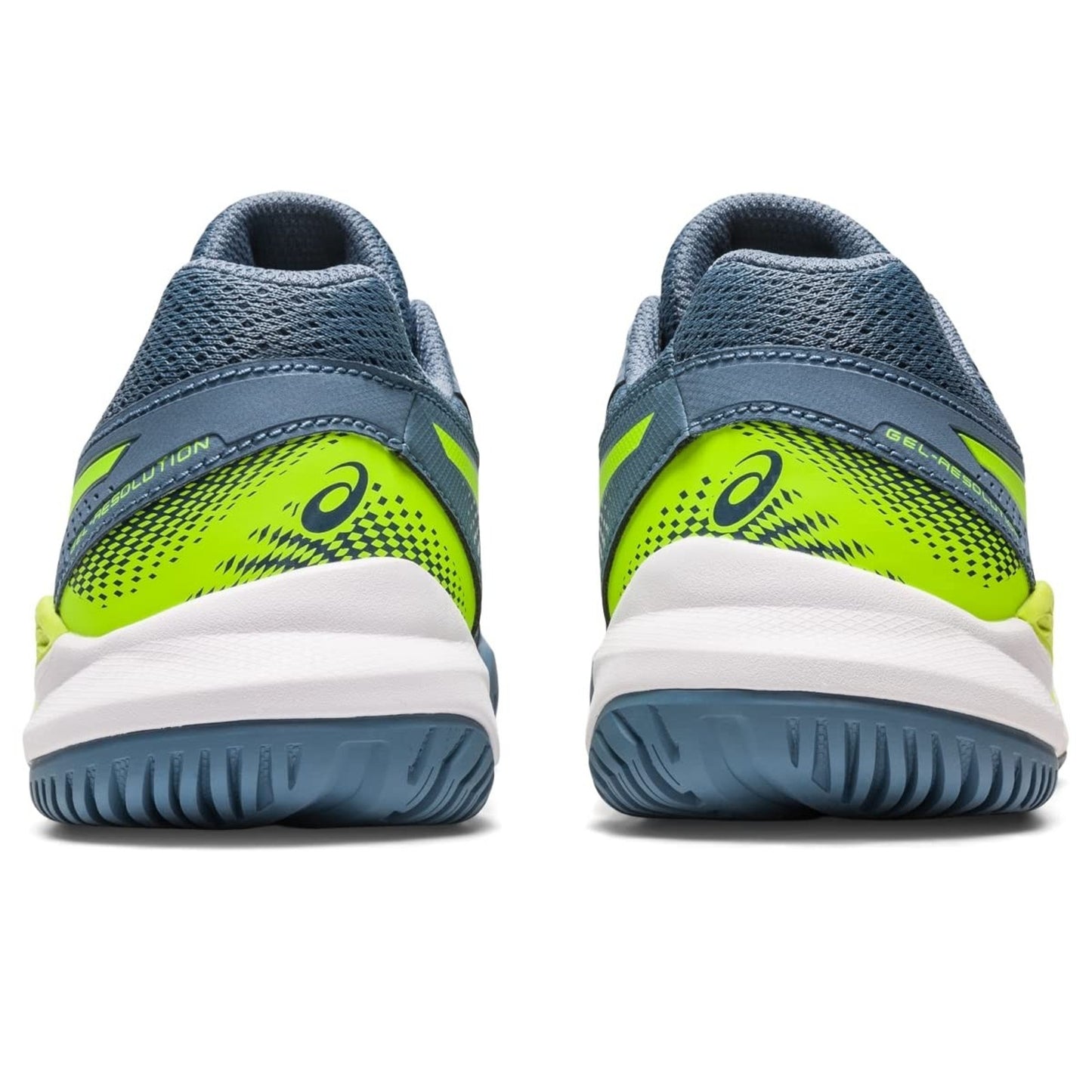 ASICS Gel-Resolution 9 Grade School Shoe, Steel blue /Hazard Green 7 M Big Kid