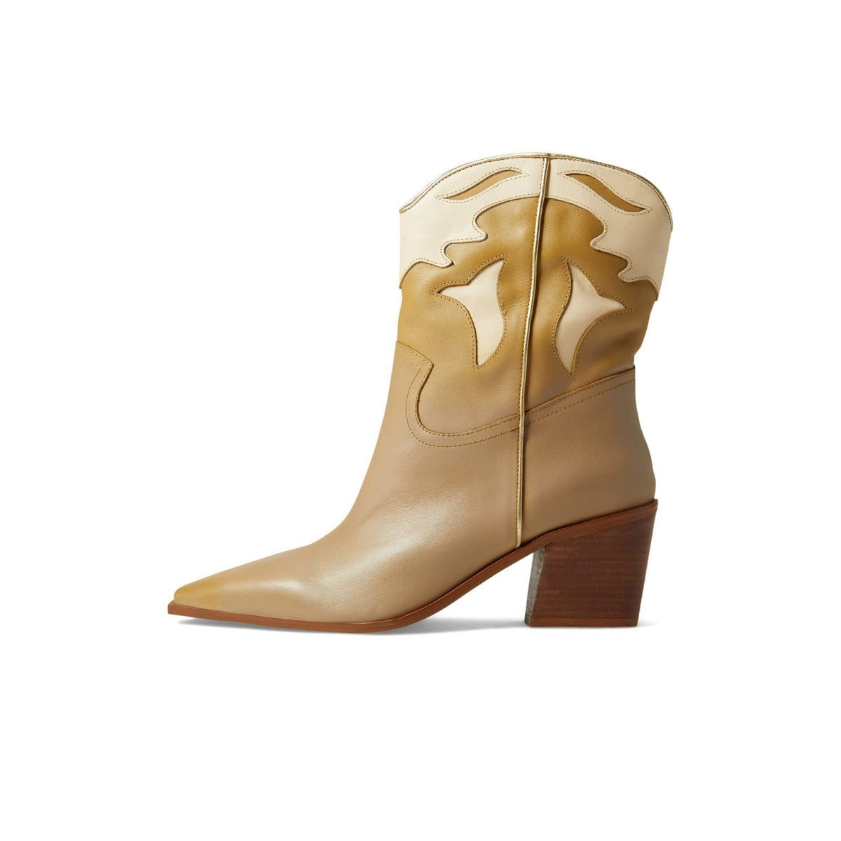 42 GOLD Women's Boots snipped toe Leather Bartlett Camel Block Heels 8.5 M