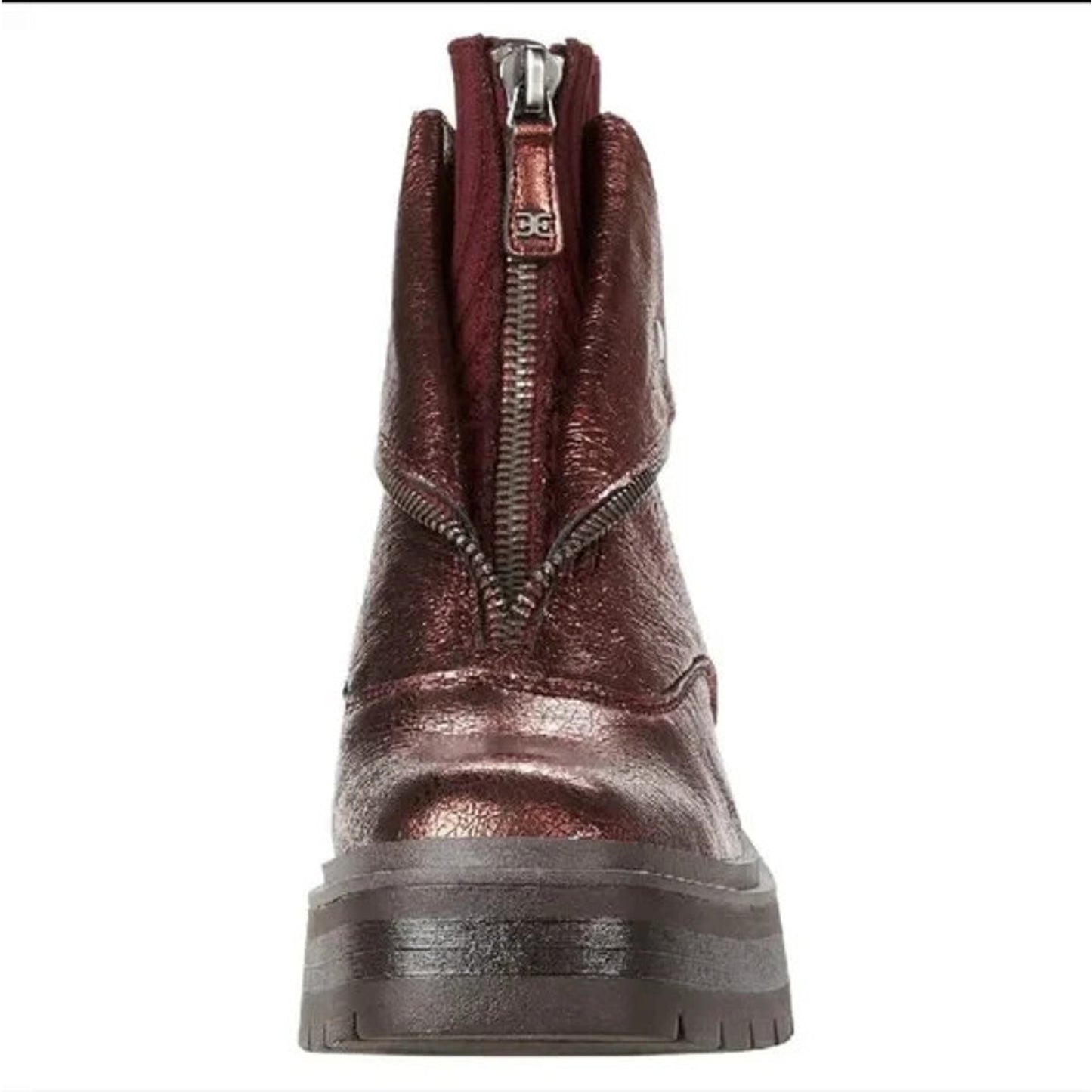Sam Edelman Womens Linds Ankle Boots Lug Sole Center Zip Moto Leather 8 M