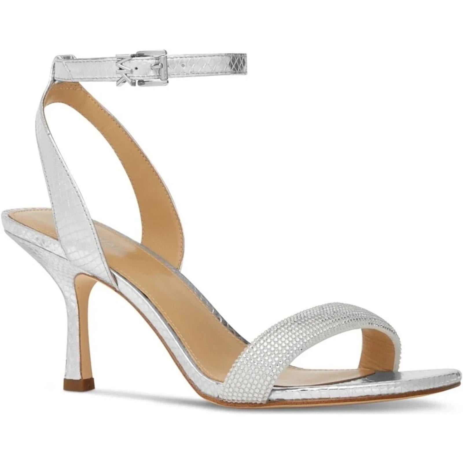 Michael Kors Carrie 75mm Rhinestone-Embellished Women's Leather Sandals Size 8.5 Michael Kors