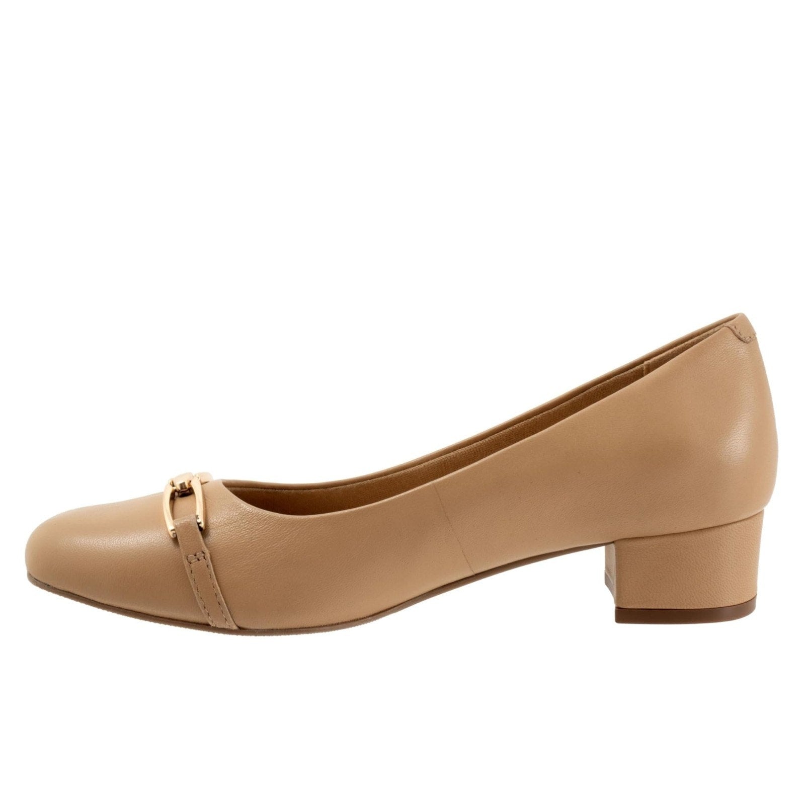 Trotters Dakota Womens Nude Leather Slip On Pumps Heels Shoes Size 8.5 Wide Trotters