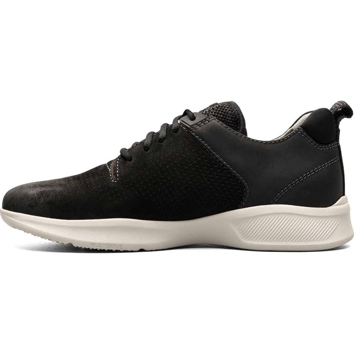 Florsheim Men's Studio Perf Toe Lace Up Sneaker, Black Nubuck, 9 Wide 3E