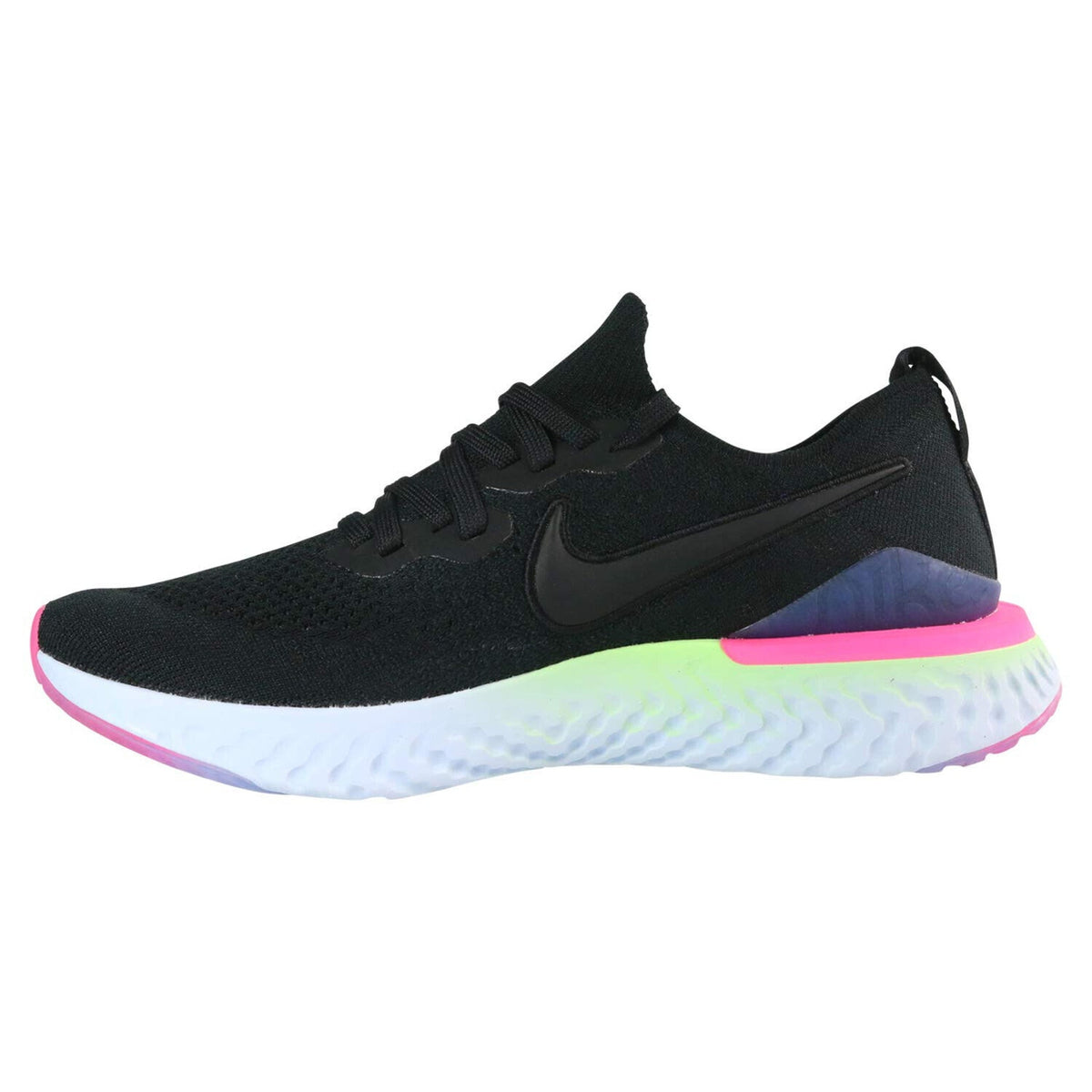 Nike Womens Epic React Flyknit 2 Black /Black Sapphire Sneakers, Size 5 B