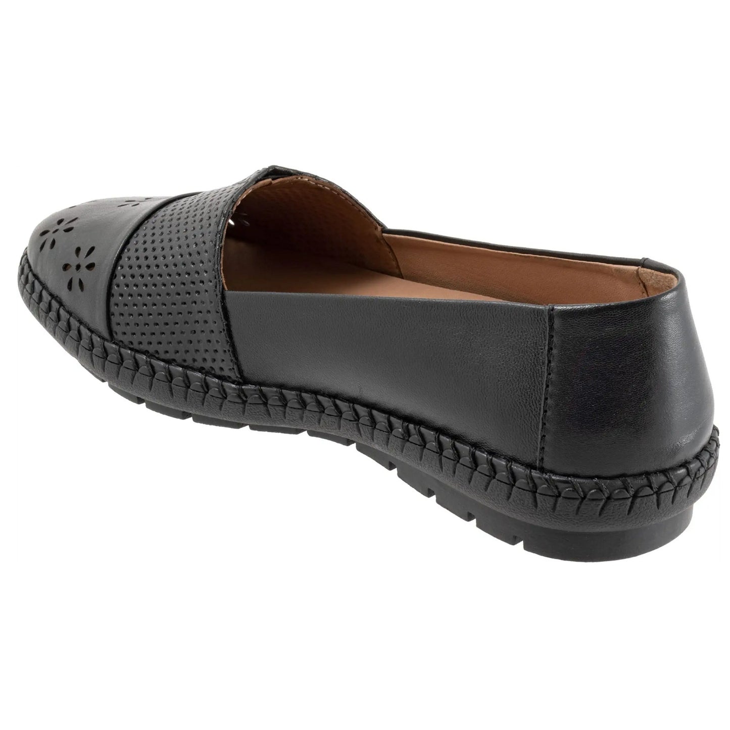 Trotters Women's Ruby Perf Loafers Black Leather 9.5 Narrow
