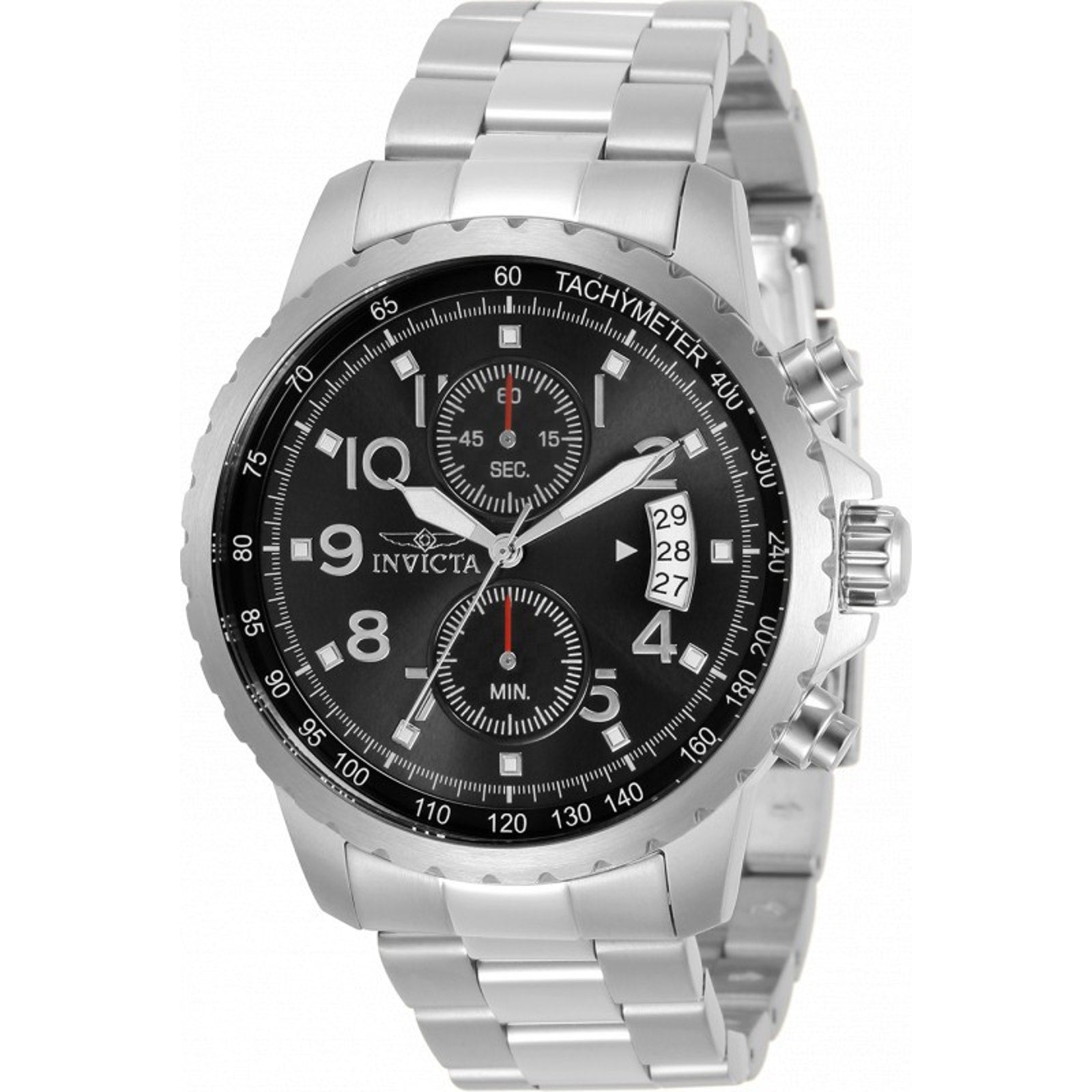Invicta Specialty Men’s Chronograph Quartz Watch 45mm Stainless Steel Black Dial Invicta