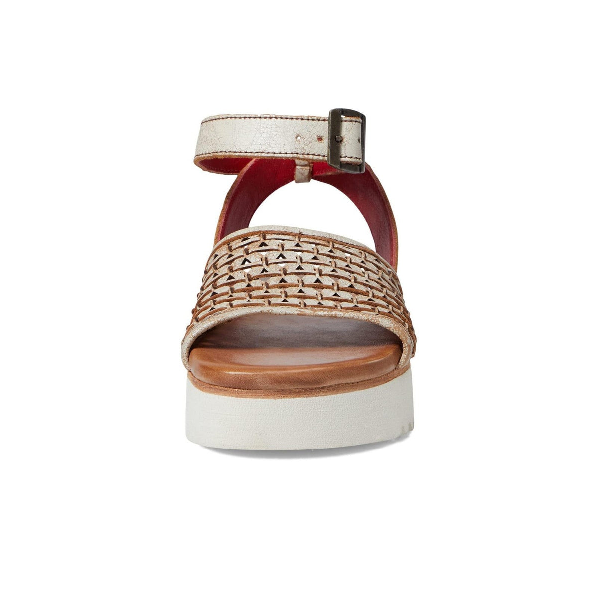 Bed Stu Brisa Womens Platform Sandals White Distressed Leather 9.5 Ankle Strap