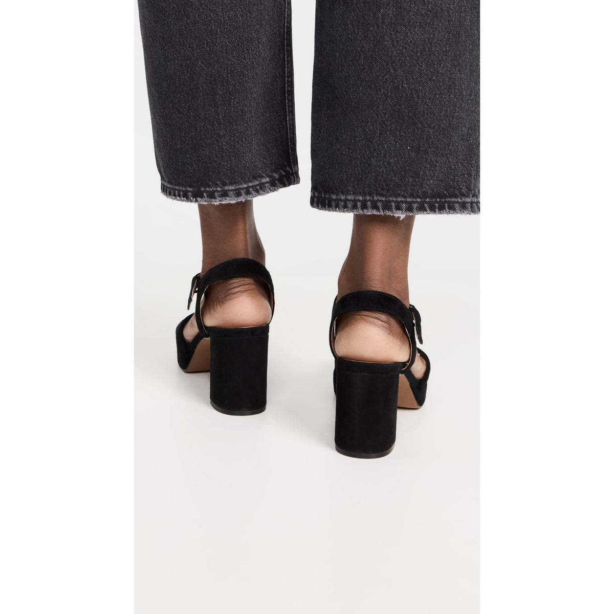 Madewell Women's Daphne Platform Heels, True Black Suede Sandal Size 9 M