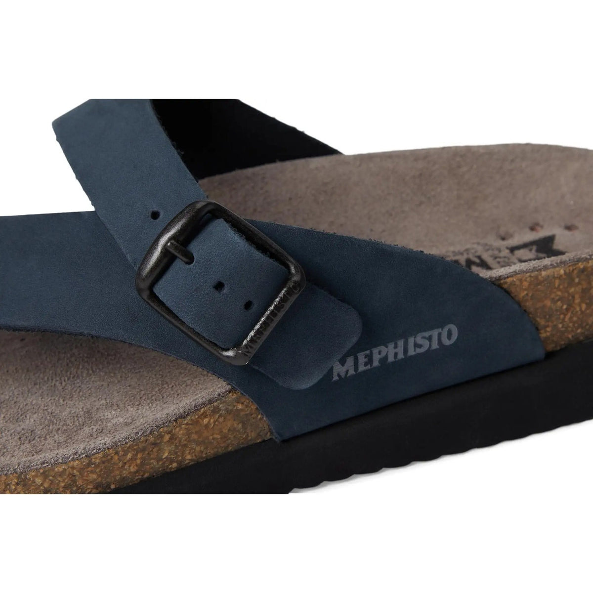 Mephisto Helen Womens Thong Sandals Metallic Navy Nubuck 10