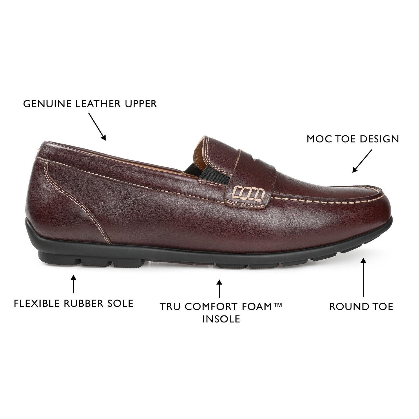 Thomas & Vine Woodrow Loafers Mens Leather Comfort Wine size 11.5 M