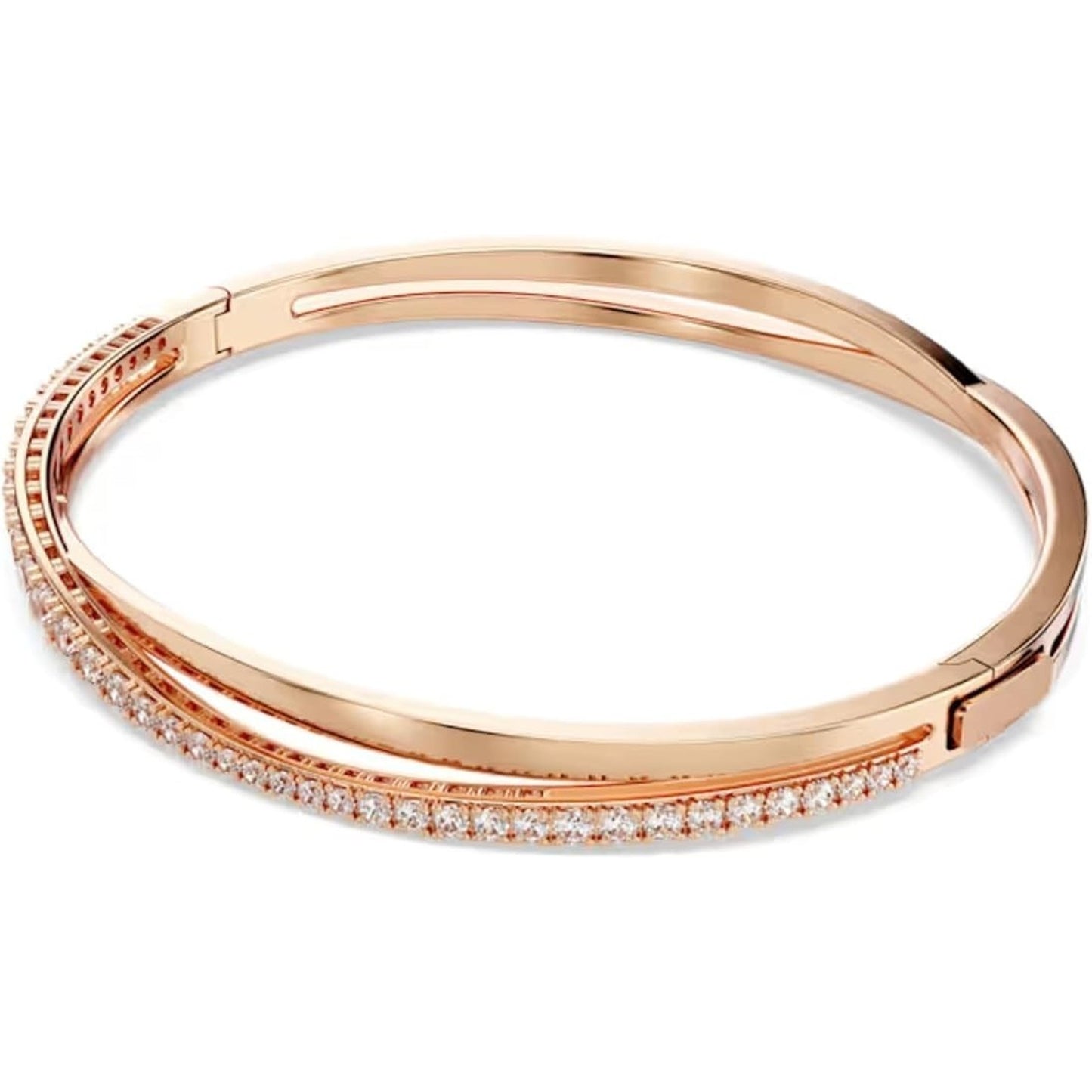 Swarovski Pulsera Twist Bangle Bracelet White, Rose Gold-Tone Plated 5620552 NIB