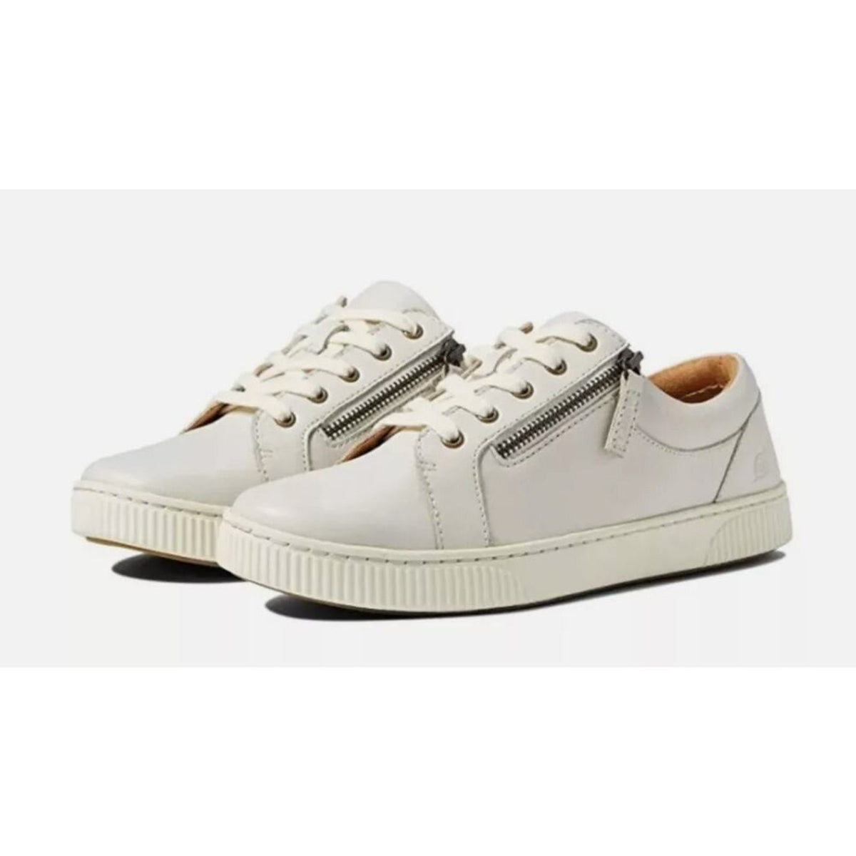Born Paloma Women's Comfort Sneaker Slip On Zip Up White Leather Size 9.5