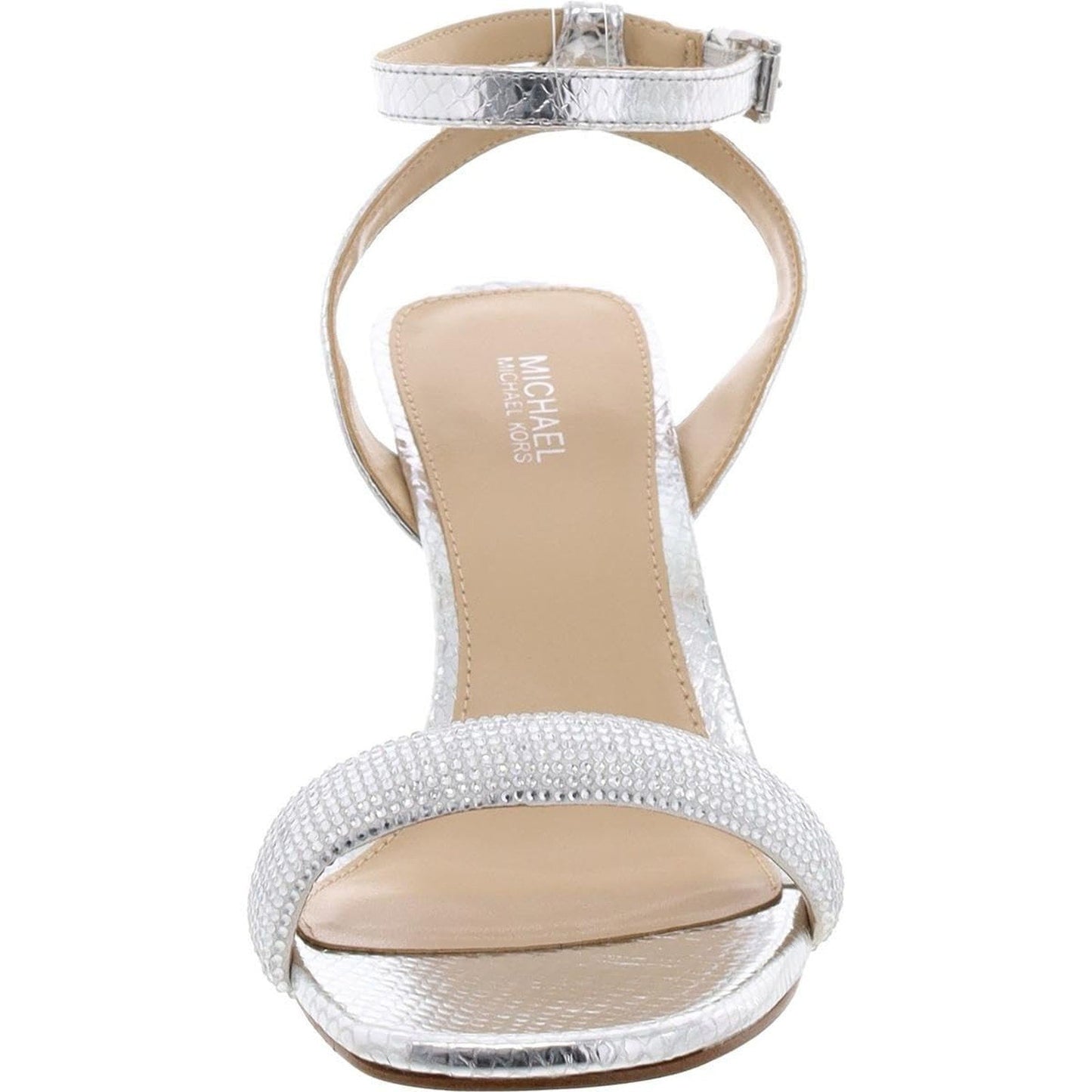 Michael Kors Carrie 75mm Rhinestone-Embellished Women's Leather Sandals Size 8.5 Michael Kors