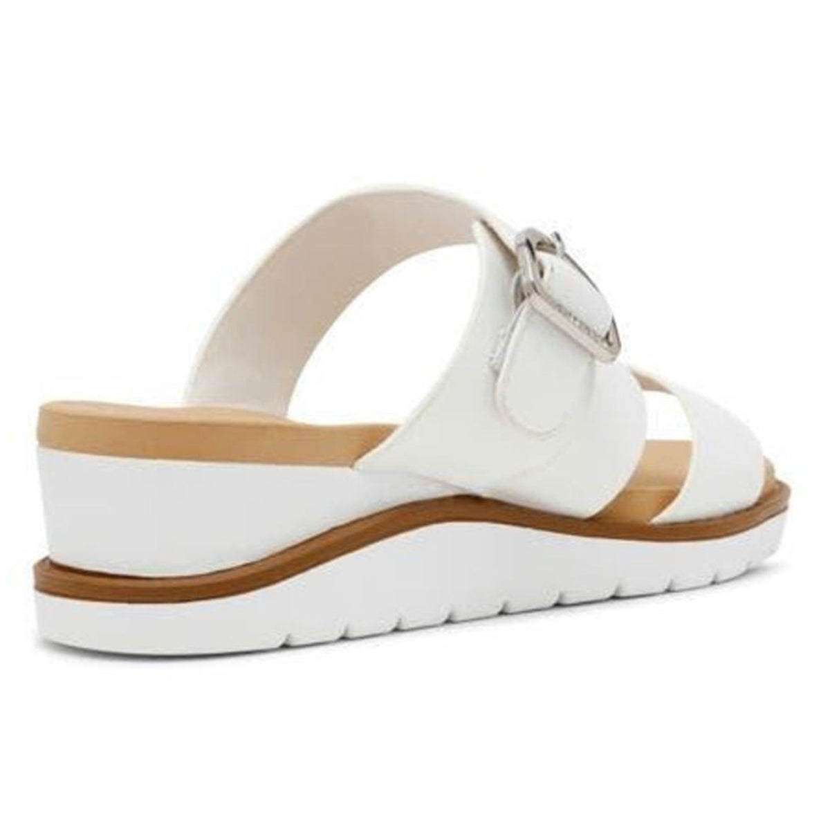 Anne Klein Lalasa Womens Wedge Sandal White Buckle Strap Size 8.5