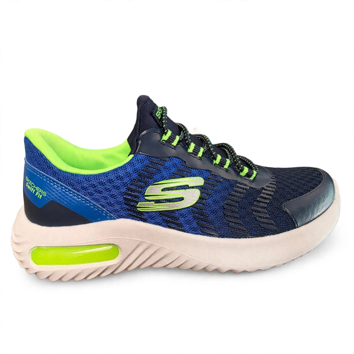 Skechers Swift Fit Kids Blue Hands Free Slip On Mesh Bungee Sneakers 1 Us/ 13 UK