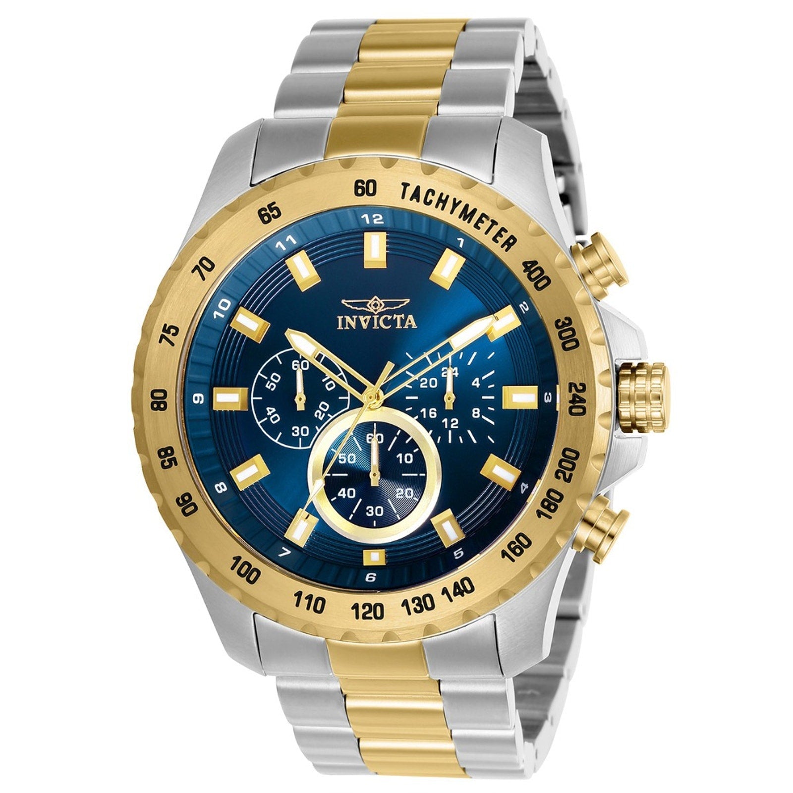 Invicta Men's Speedway Blue Chronograph Dial GOLD/SILVER 48mm Watch Invicta