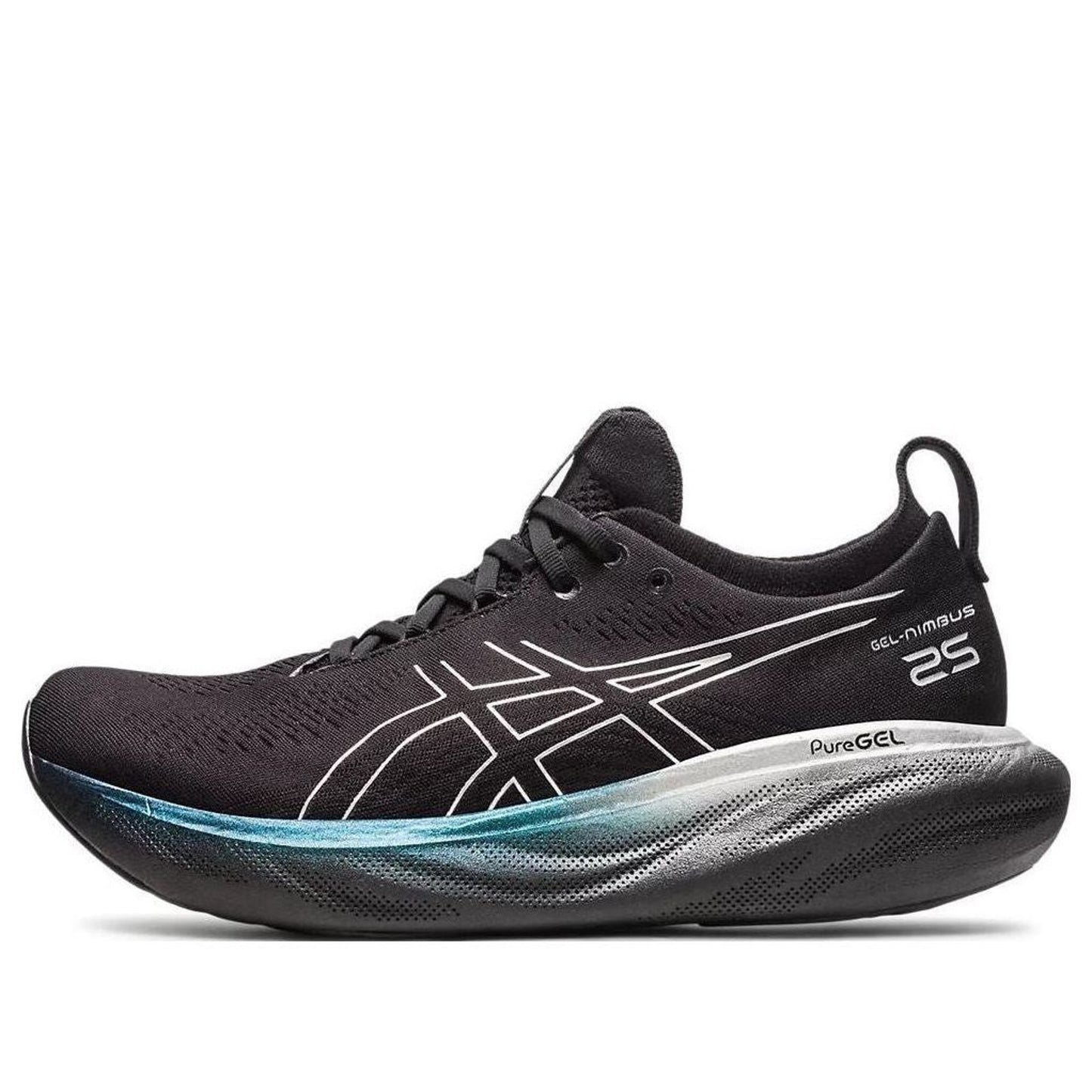 Asics GEL-Nimbus 25 platinum Women's 9.5M Running shoes lowtop Black pure silver