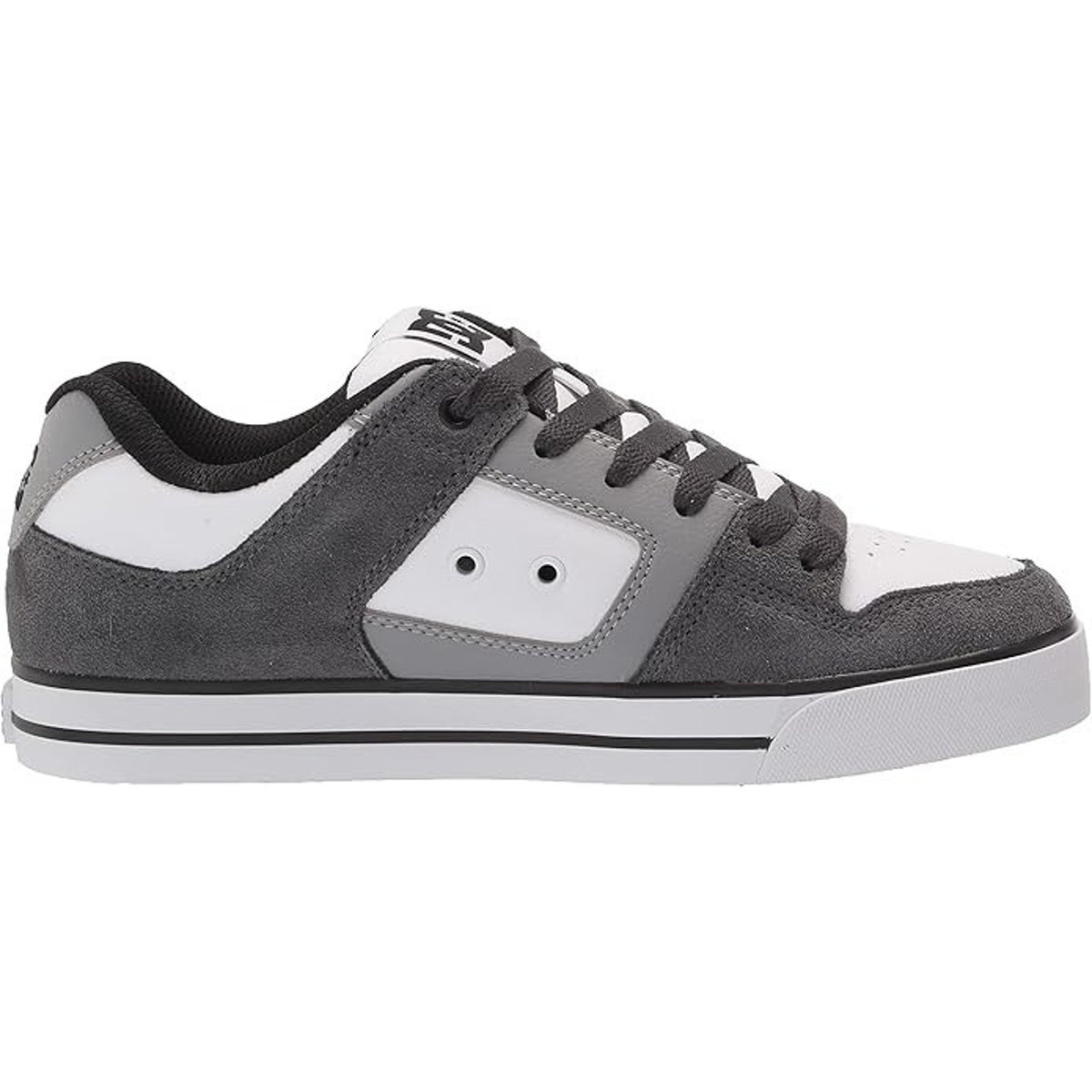 DC Men's Pure Casual Low Top Skate Shoe, Grey/Grey/White, 11.5 M