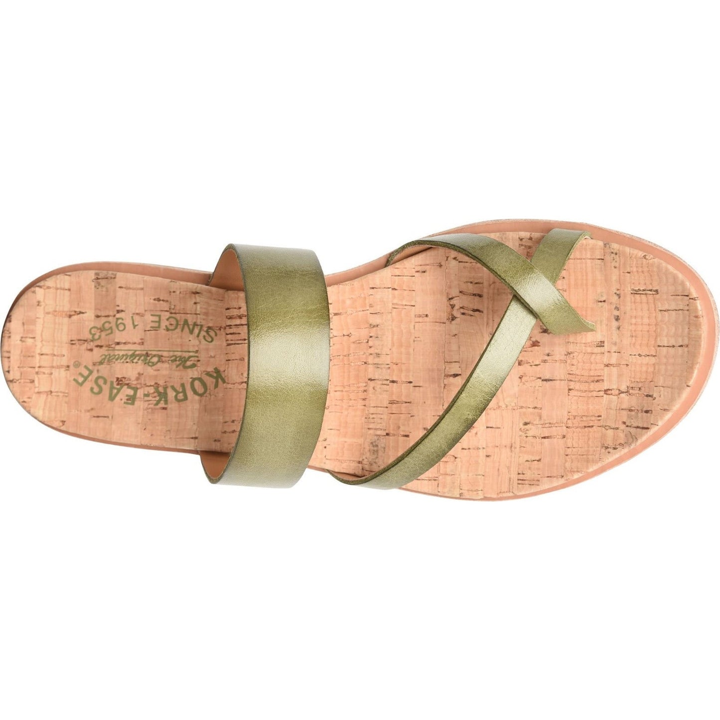 NIB KORK-EASE Women's Light Green Leather Belinda Flat Comfort Sandal sz 6