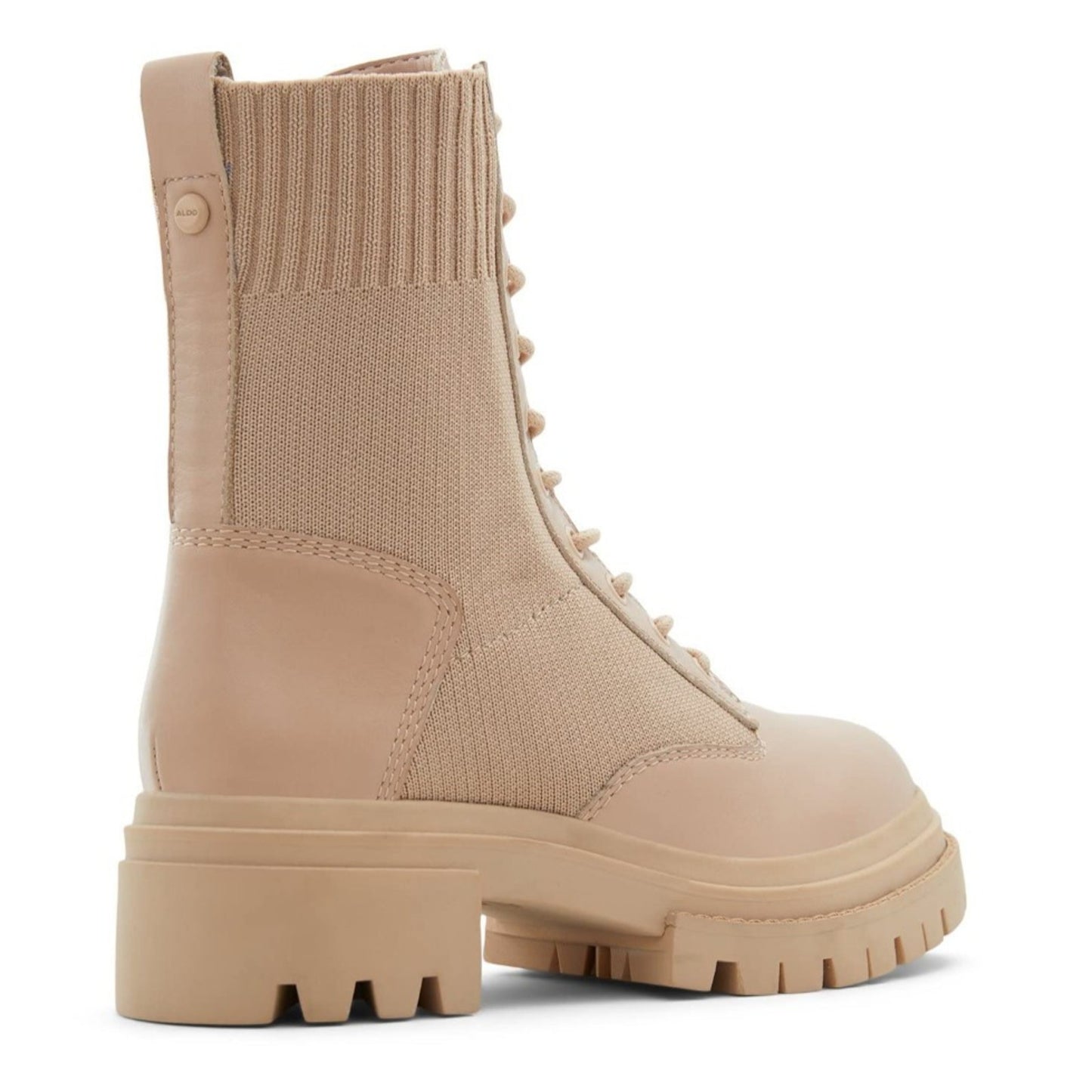 Aldo Reflow Combat Boots Womens Solid Bone Lace Up Leather & Fabric 8.5 M