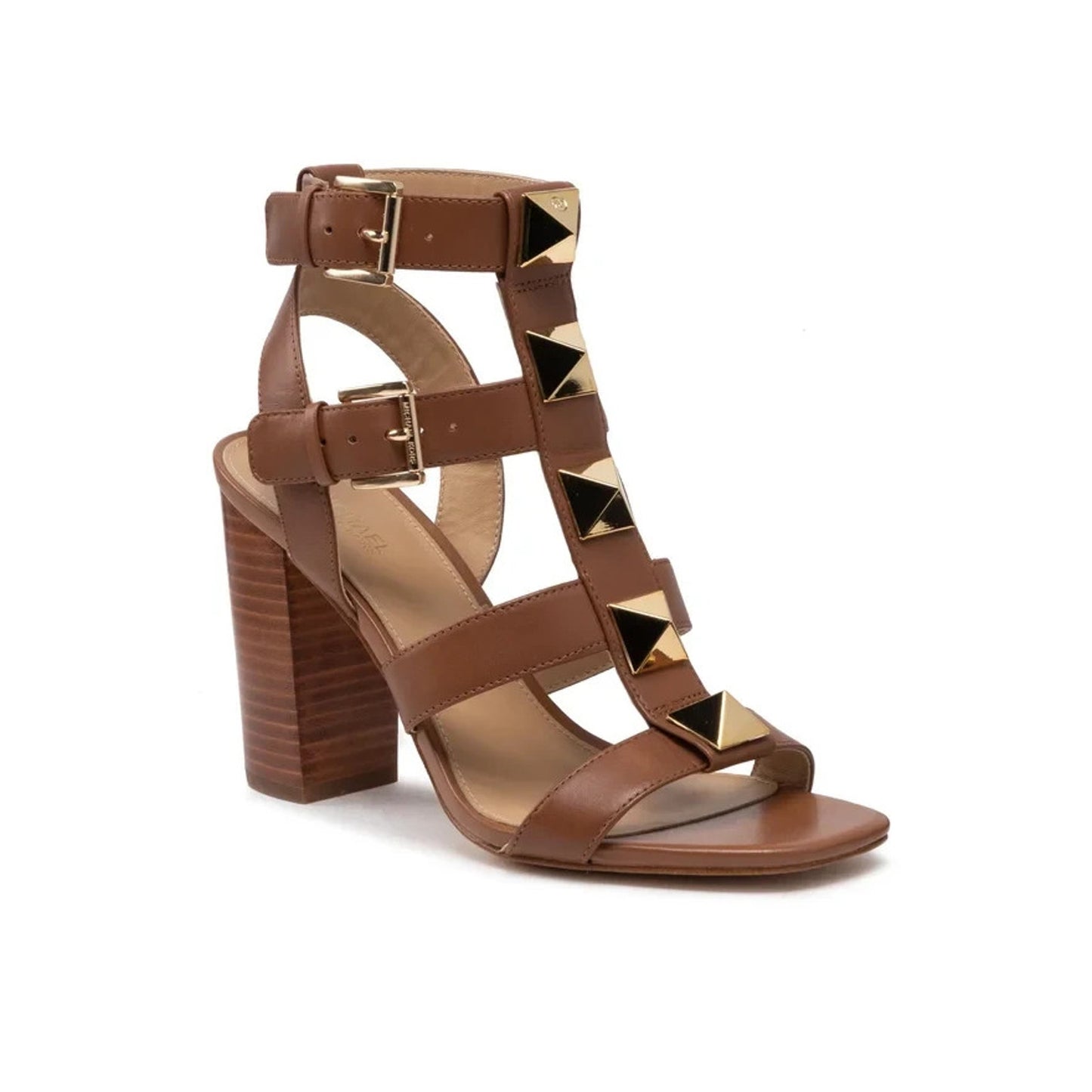Michael Kors Wren Studded Leather Pyramid Block-heel Gladiator Sandals Sz 5.5