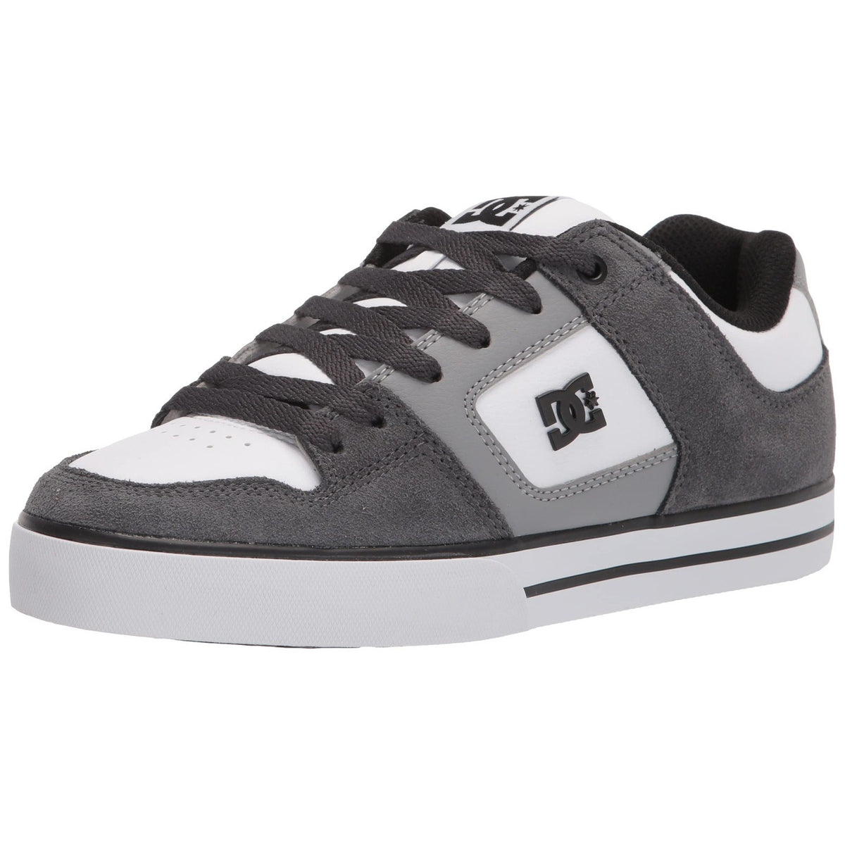 DC Men's Pure Casual Low Top Skate Shoe, Grey/Grey/White, 11.5 M