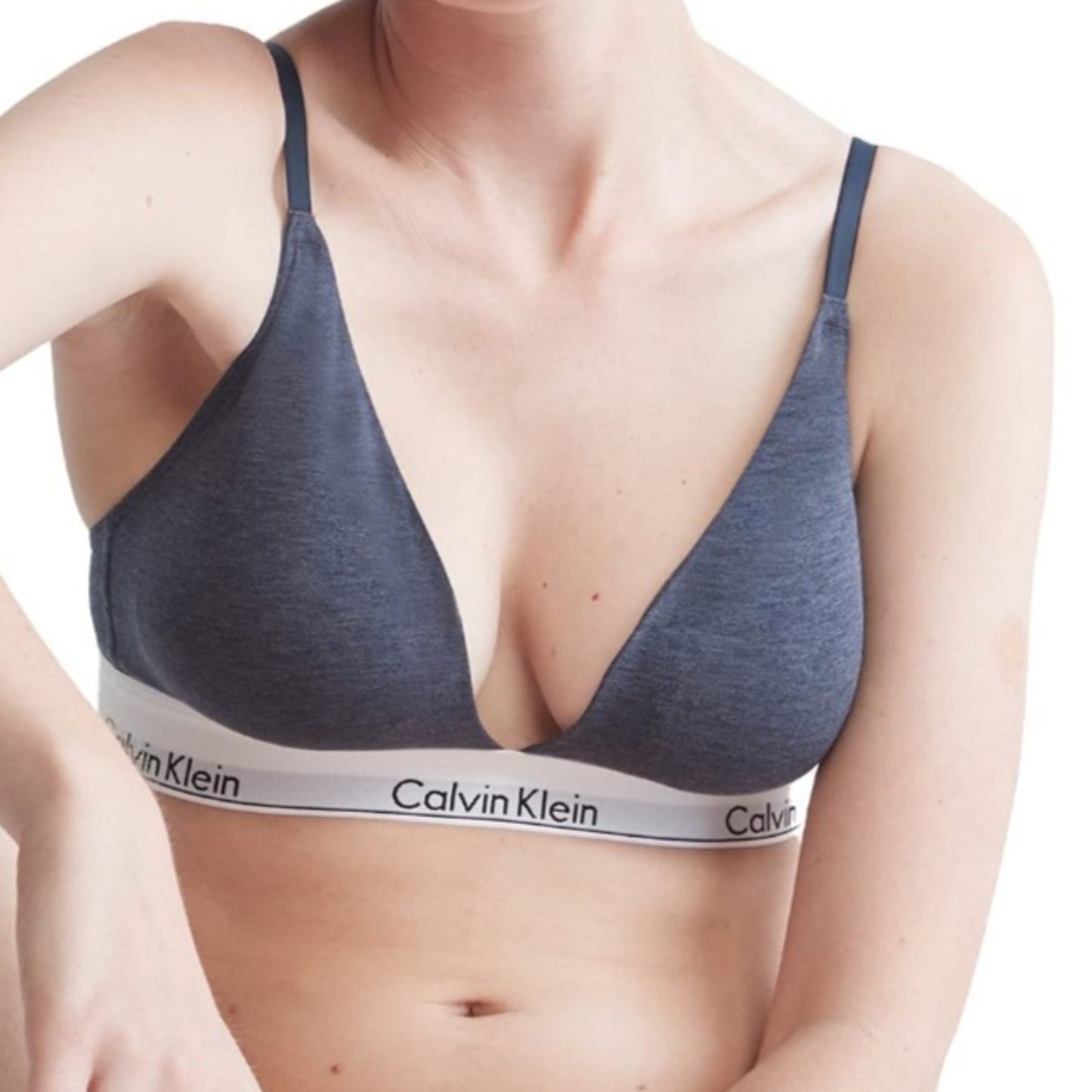 Calvin Klein Cotton Lightly Lined Triangle Bralette Hemisphere Blue X-Small