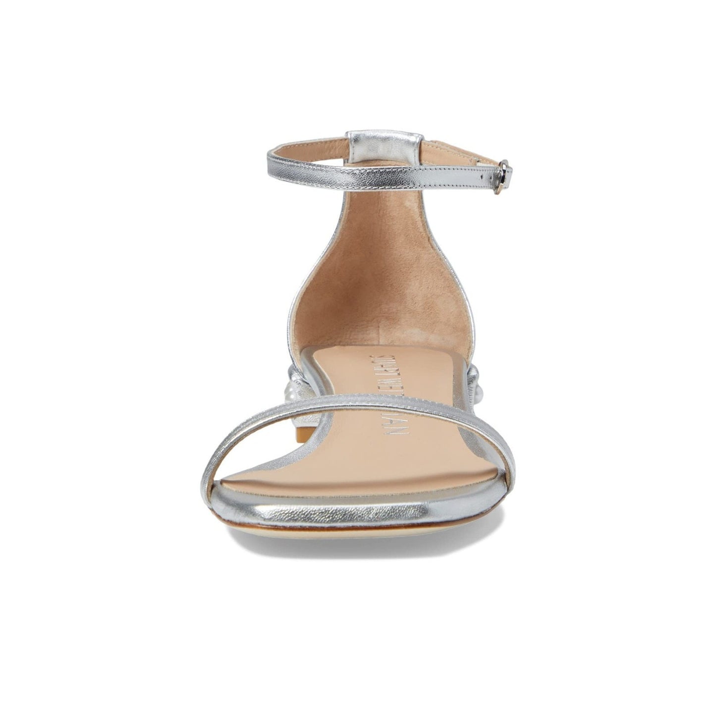 Stuart Weitzman Nudistcurve Pearl Womens Flat Sandal Platino Silver 9 B