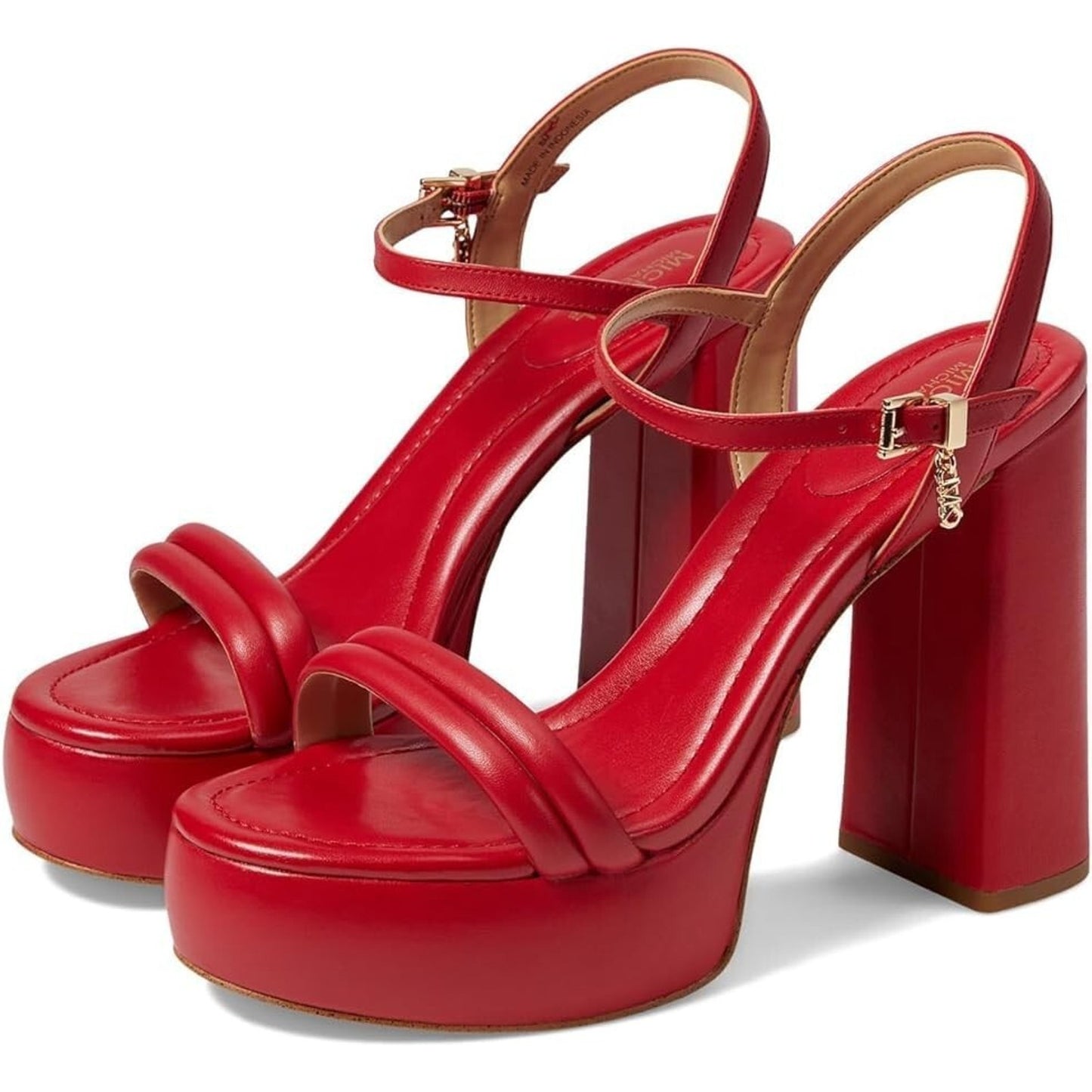 Michael Kors Laci Platform Sandals Crimson Red Leather Women's Size 8 M Heels