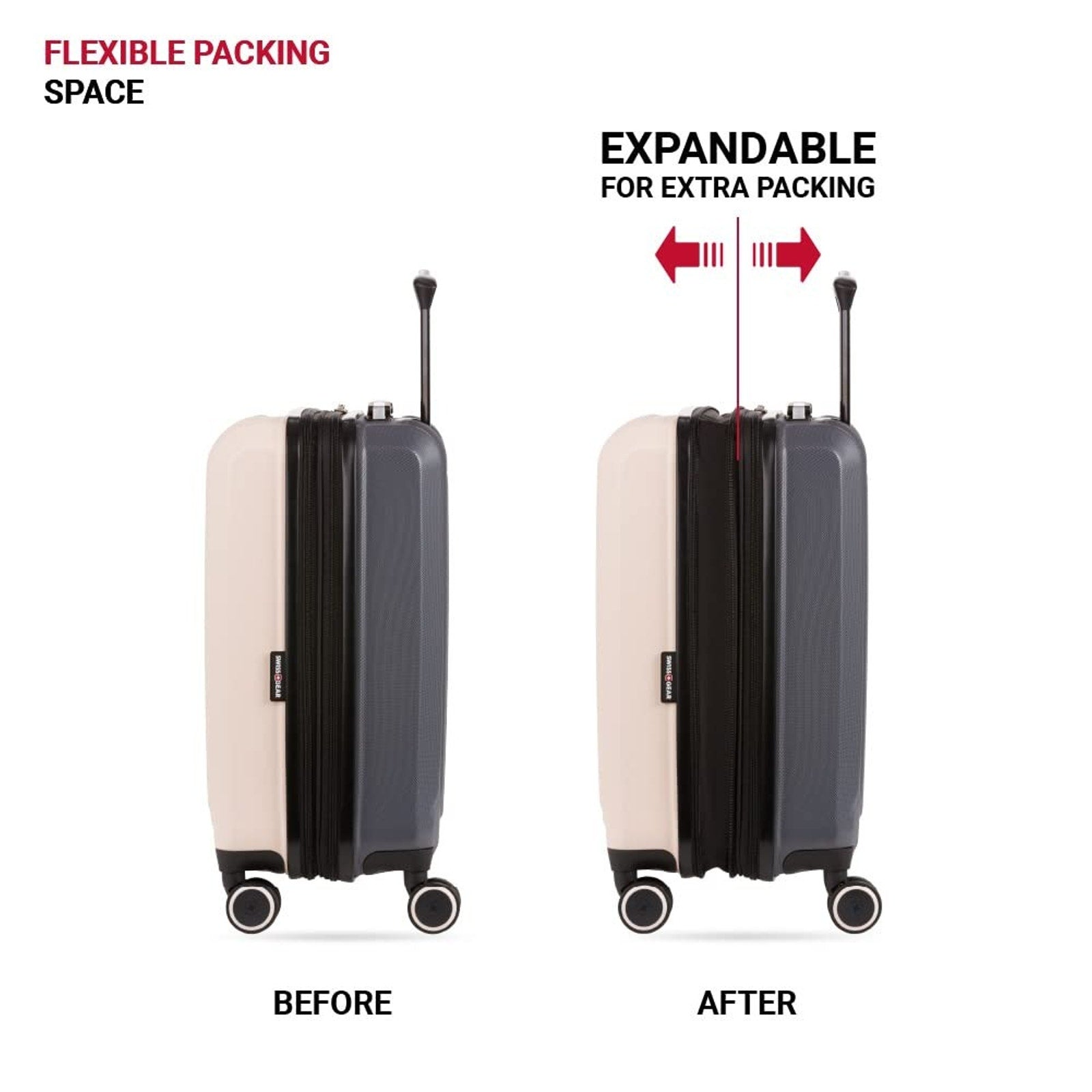 SwissGear 8028 Duet Carry On 19 Expandable Luggage Spinner Wheel Pink/Dark Grey SWISSGEAR