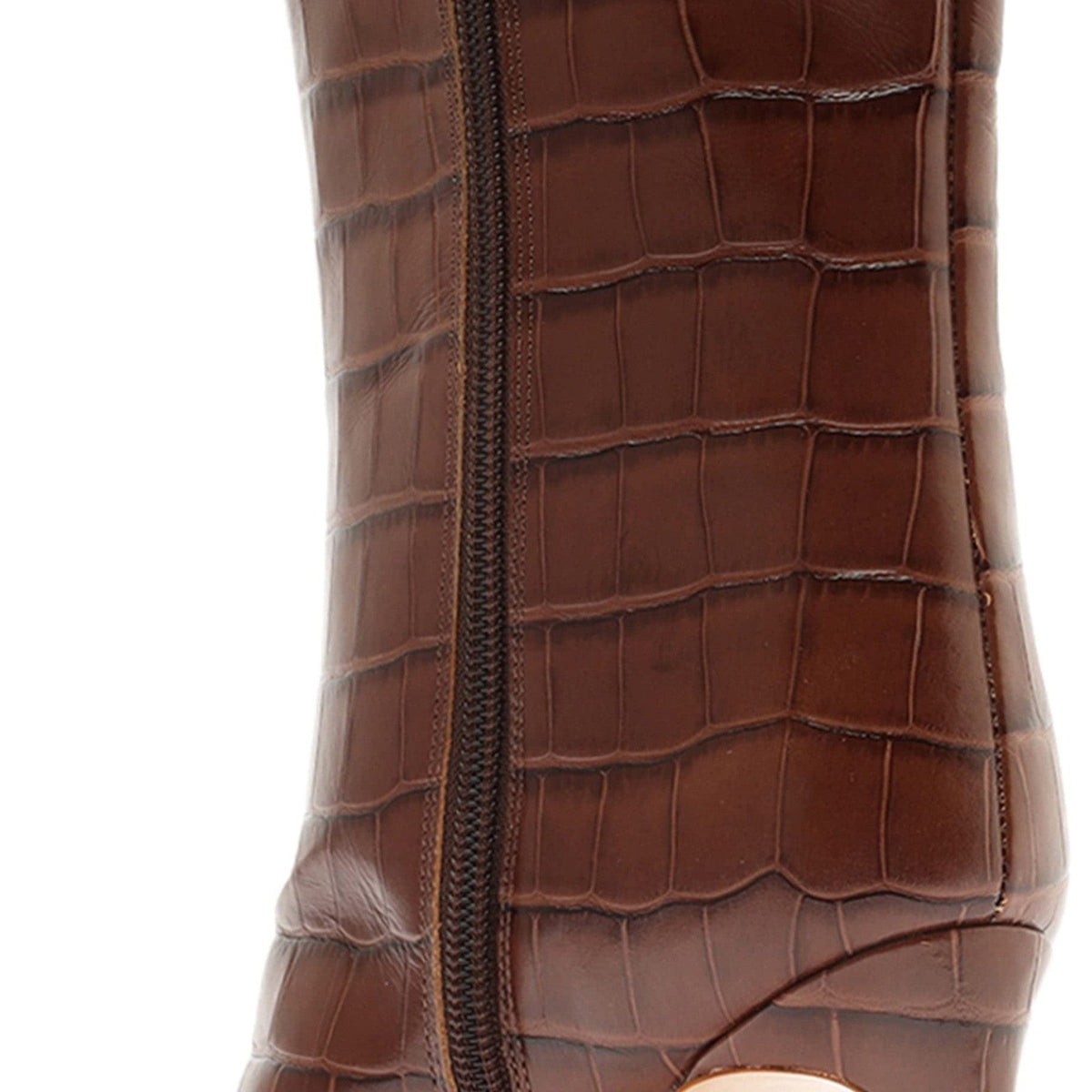SCHUTZ Mary Women's Boot Croco Pointed Toe Brown Leather Size 8