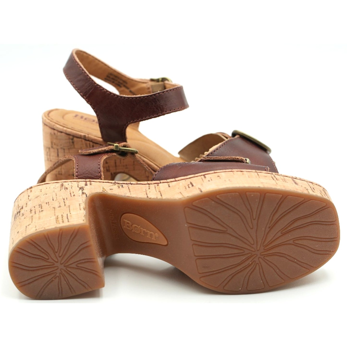 Born Browyn Chunky Platform Sandals w/ Buckle Brown Leather size 8 M