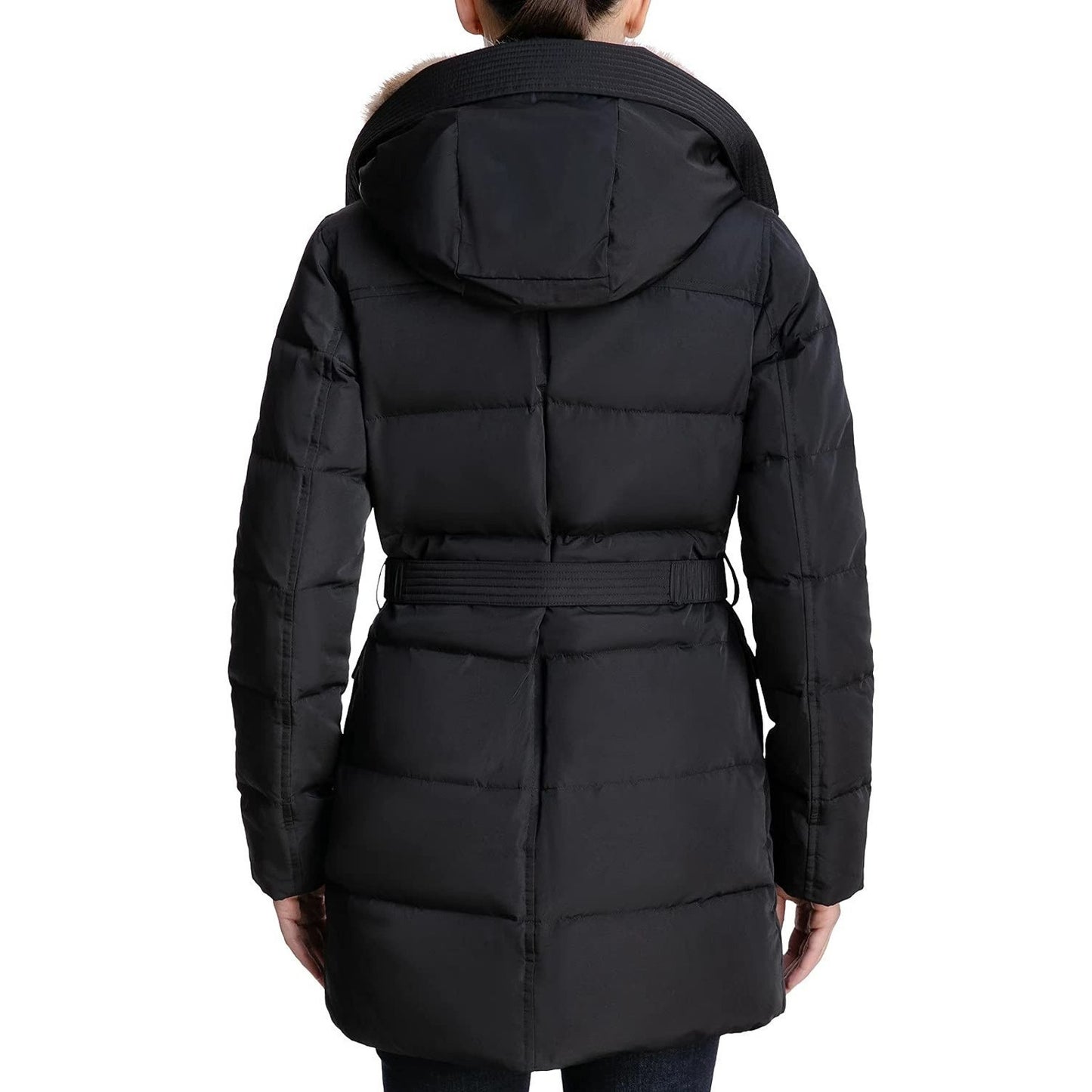 MICHAEL Michael Kors Faux Fur Collar Down Puffer Coat Gold Buttons MEDIUM