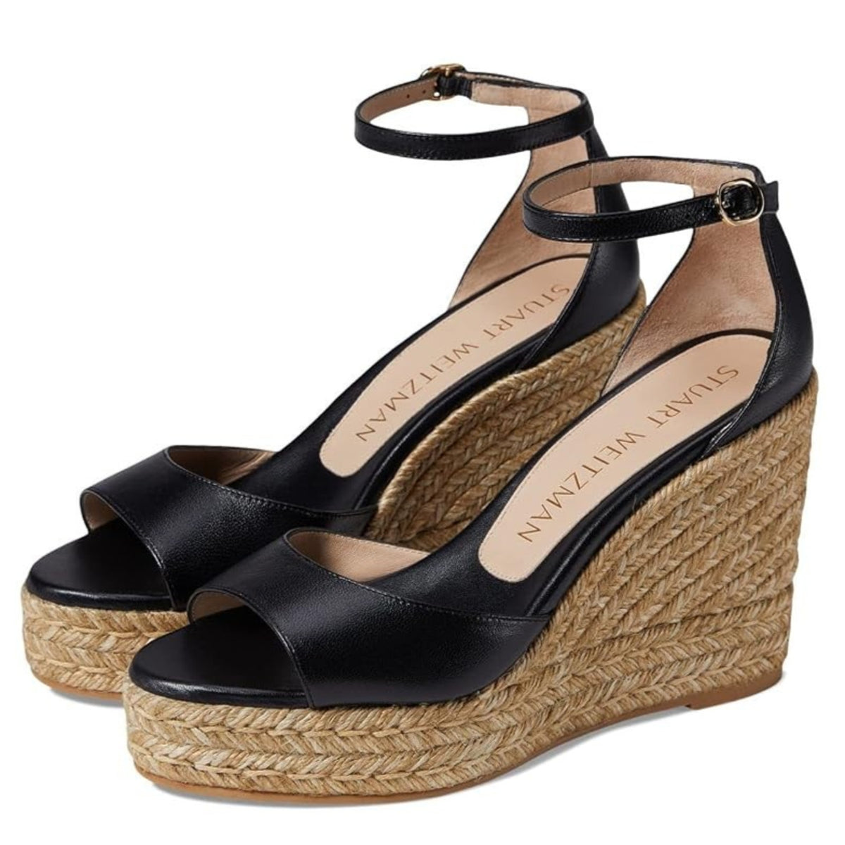 Stuart Weitzman Espadrilles Nudistcurve Wedge Women Sandal Tan Leather Shoes 8.5
