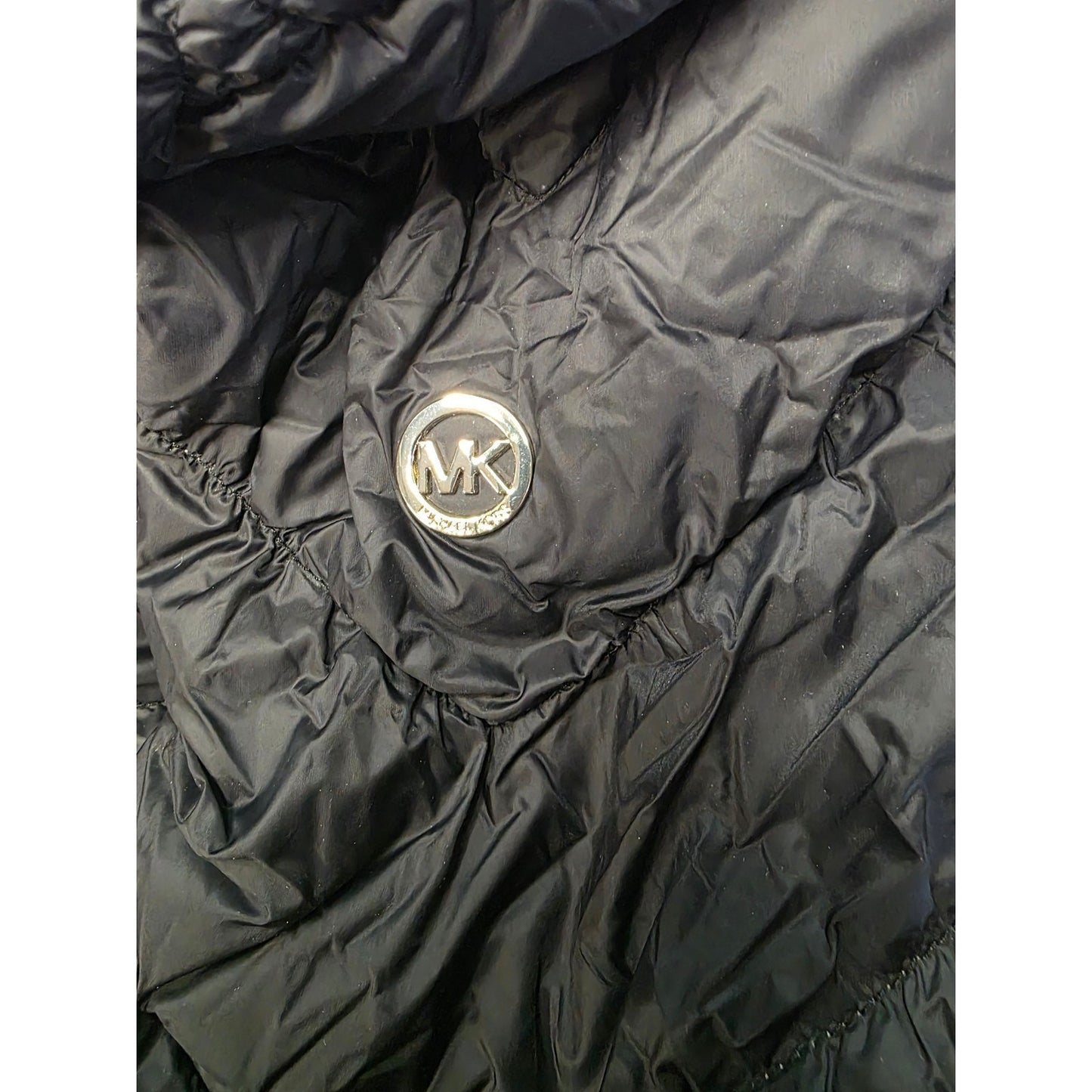 Michael Kors Women Black Removable Hooded Down Fill Packable Jacket Coat Medium