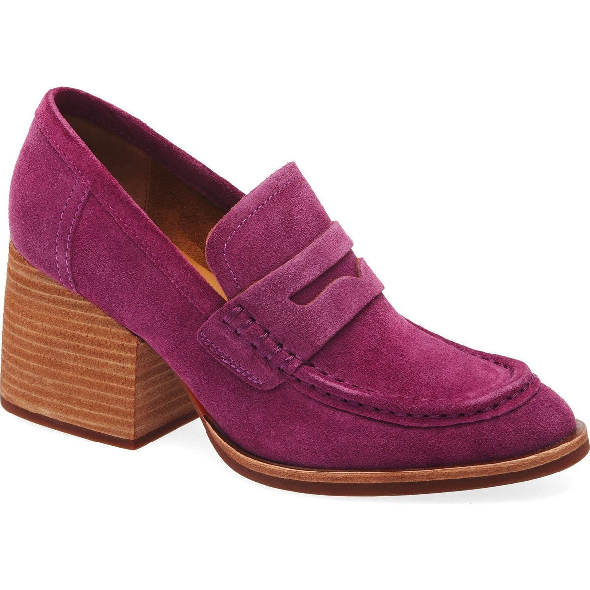 Kork-Ease Women's Modeste Suede Leather Heeled Penny Loafer Purple 9.5M US