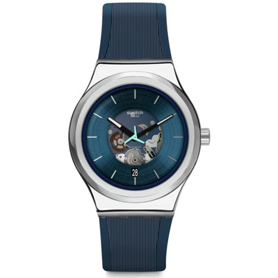 Swatch Irony Blurang Automatic Skeleton Quartz Watch Sistem51 Model YIS430 New