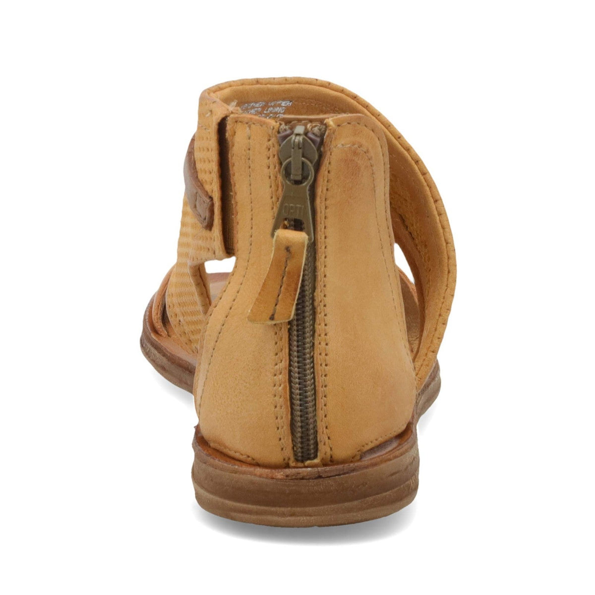 Miz Mooz Leather Flat Back Zip Sandals Franca in Wheat Size 10 Us 41 Uk