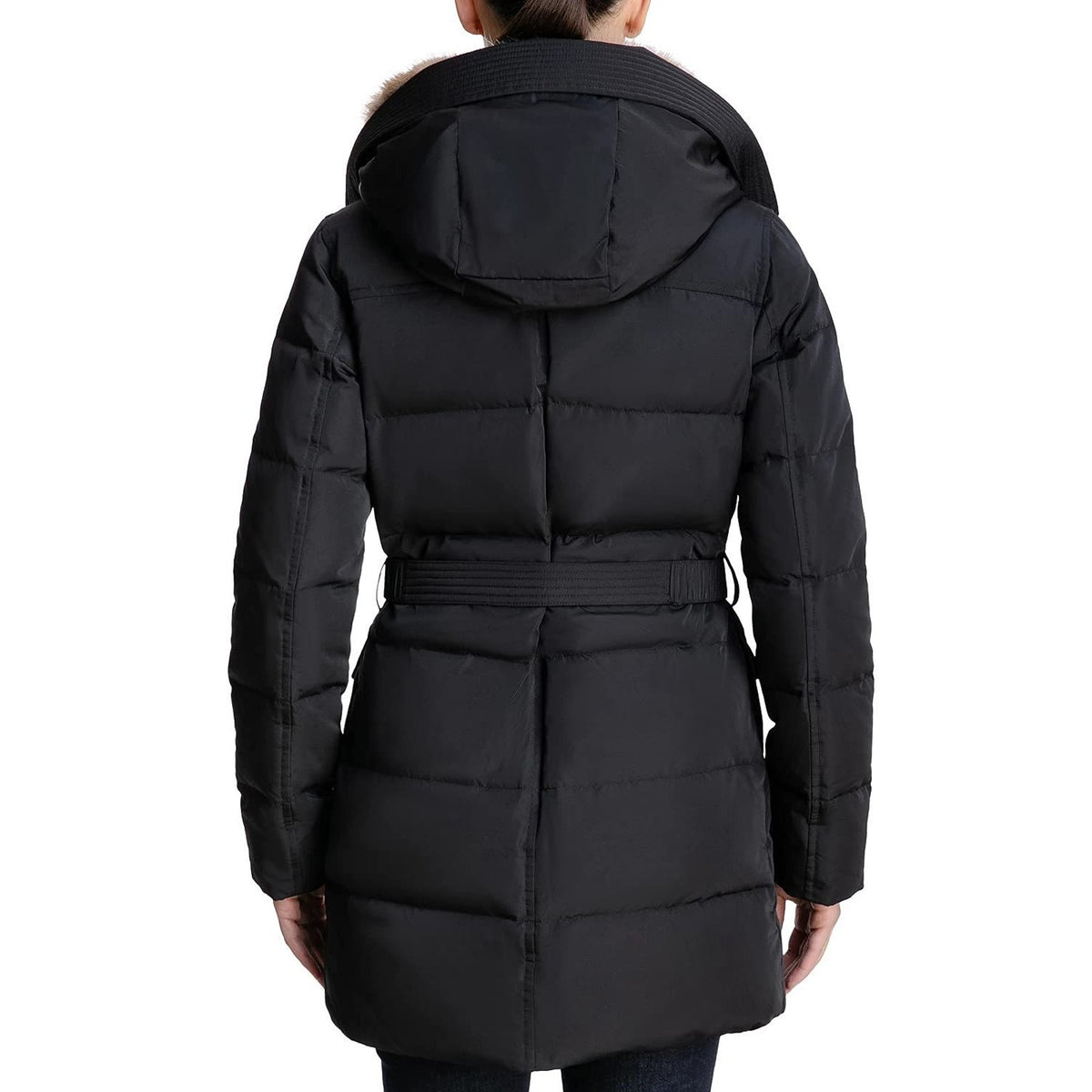 MICHAEL Michael Kors Faux Fur Collar Down Puffer Coat Gold Buttons MEDIUM