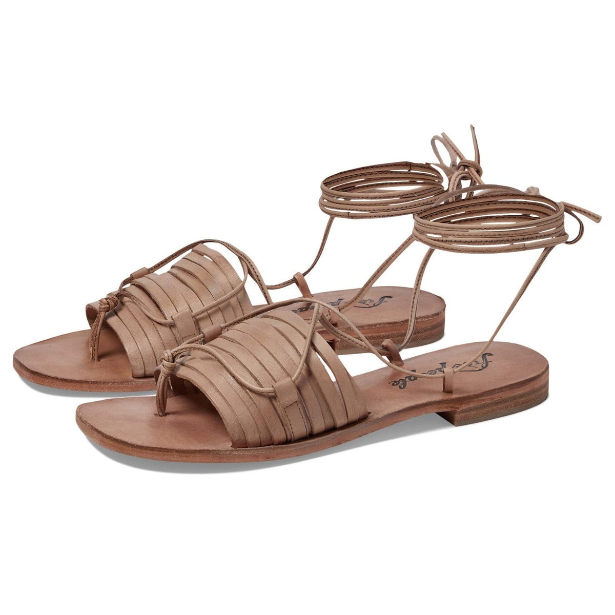 Free People Cami Huarache Women's Ankle Gladiator Wrap Latte Sandals Size 6 M